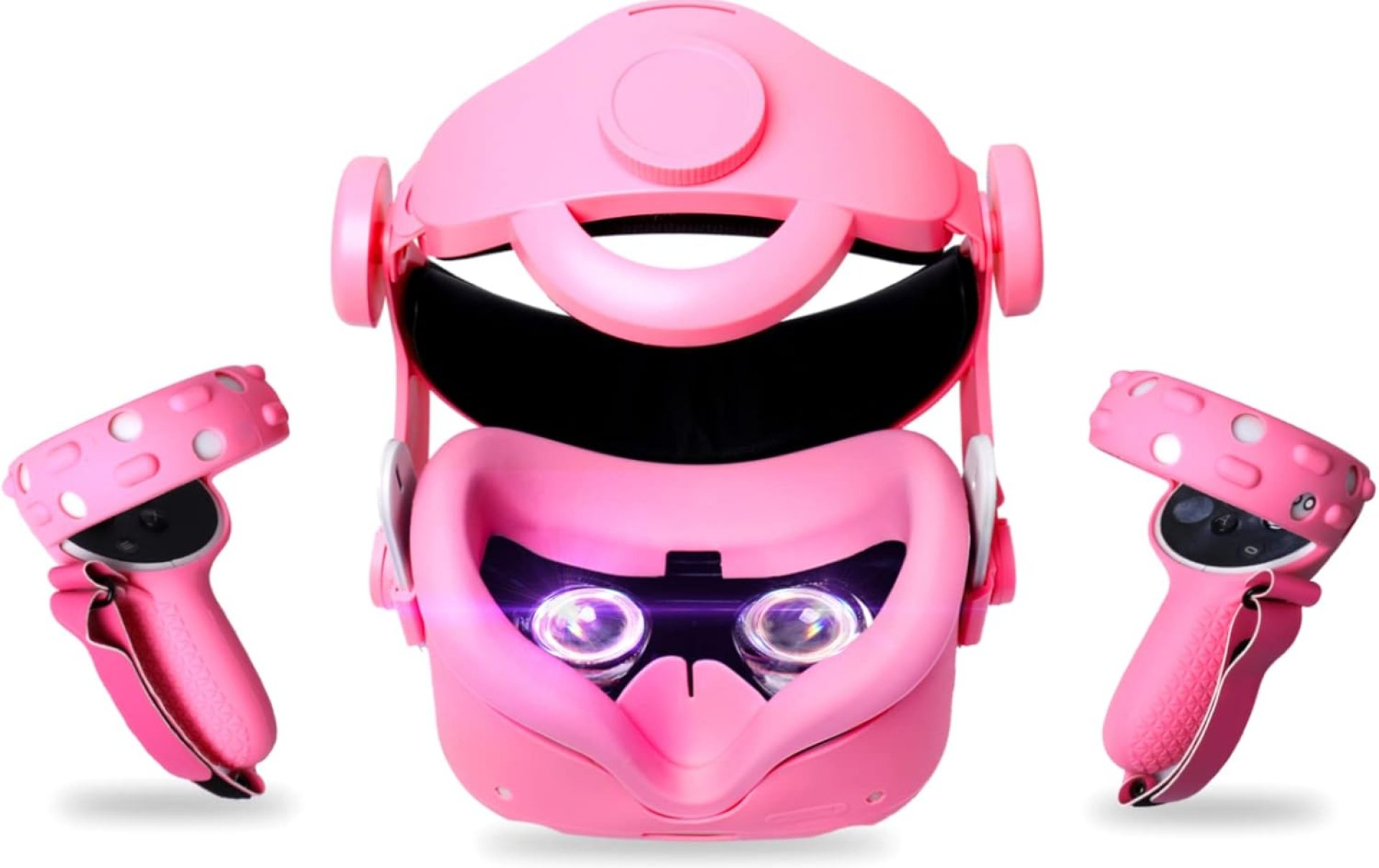 2022 New Upgrade Head Strap for Oculus Quest 2 Accessories,MODJUEGO Adjustable Forehead Strap with Silicone Touch Controller Grip Cover, VR Face Cover and VR Shell Protector Cover Replacement (Pink) 2022 New Upgrade Head Strap for Oculus Quest 2 Accessories,MODJUEGO Adjustable Forehead Strap with Silicone Touch Controller Grip Cover, VR Face Cover and VR Shell Protector Cover Replacement (Pink)