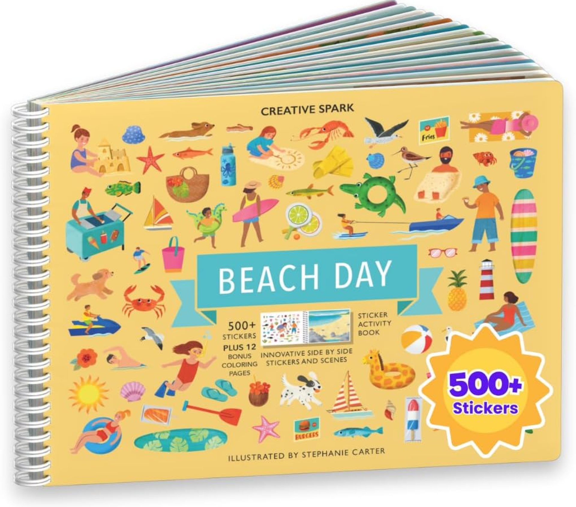 CUPKIN Sticker Book for Kids 2-4, 500+ Kids Stickers, Beach Day 12 Coloring Pages 12 Side by Side Scenes, Fun Toddler Travel Activity Coloring and Sticker Books for Children Ages 4-8 + 8-10 CUPKIN Sticker Book for Kids 2-4, 500+ Kids Stickers, Beach Day 12 Coloring Pages 12 Side by Side Scenes, Fun Toddler Travel Activity Coloring and Sticker Books for Children Ages 4-8 + 8-10