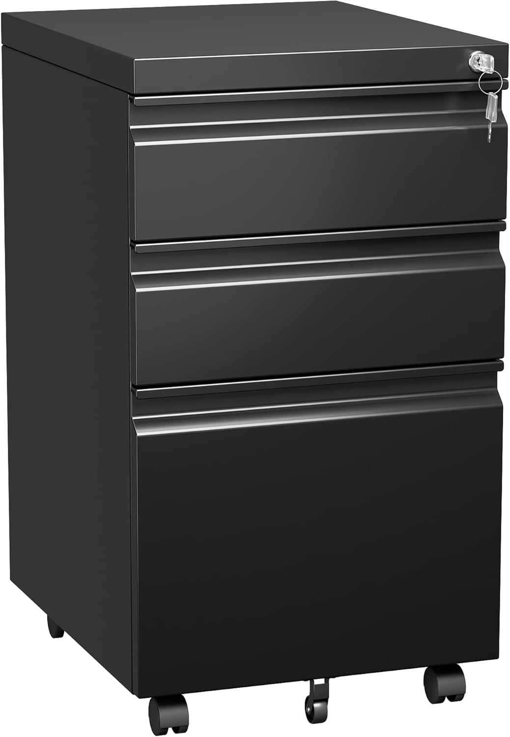 3 Drawer Under Desk Mobile File Cabinet with Lock, Metal Storage Cabinet for Office & Home, Legal/Letter Size, Fully Assembled Except Wheels, Black 3 Drawer Under Desk Mobile File Cabinet with Lock, Metal Storage Cabinet for Office & Home, Legal/Letter Size, Fully Assembled Except Wheels, Black