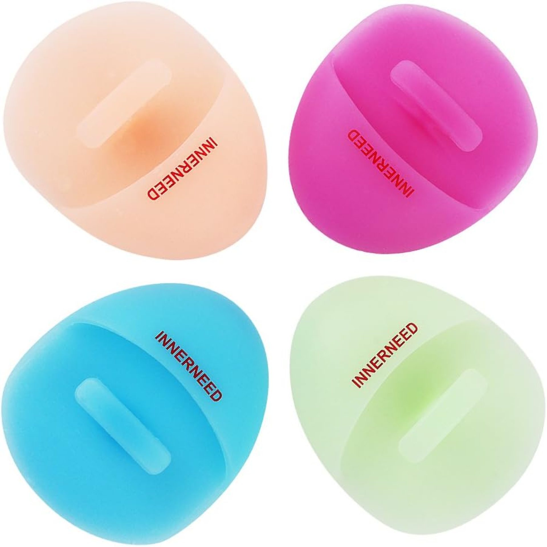 INNERNEED Super Soft Silicone Face Cleanser and Massager Brush Manual Facial Cleansing Scrubber Handheld Wash Pad for Sensitive, Delicate, Dry Skin (Pack of 4) INNERNEED Super Soft Silicone Face Cleanser and Massager Brush Manual Facial Cleansing Scrubber Handheld Wash Pad for Sensitive, Delicate, Dry Skin (Pack of 4)