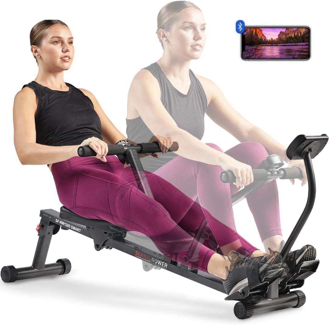Sunny Health & Fitness Compact Adjustable Rowing Machine with 12 Levels of Resistance for Complete Body Workouts and Optional Free SunnyFit App Enhanced Connectivity Sunny Health & Fitness Compact Adjustable Rowing Machine with 12 Levels of Resistance for Complete Body Workouts and Optional Free SunnyFit App Enhanced Connectivity