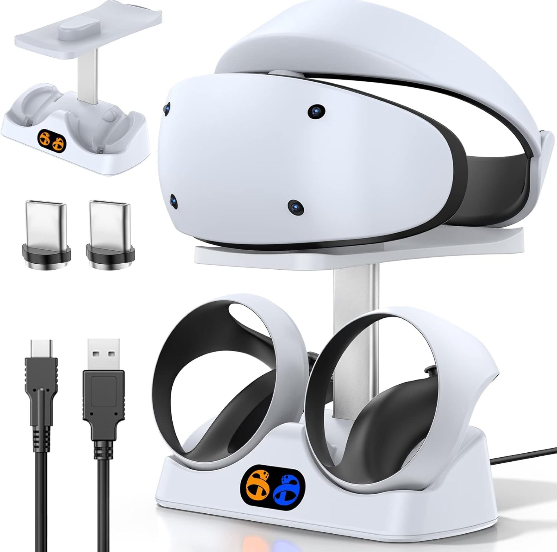Controller Charging Dock for PS5 VR2, PSVR 2 Charging Station with VR Headset Holder Display Stand, PS VR2 Controller Charger for PSVR2 Accessories with Led Indicator, 2 Magnetic Clasp & Type-C Cable Controller Charging Dock for PS5 VR2, PSVR 2 Charging Station with VR Headset Holder Display Stand, PS VR2 Controller Charger for PSVR2 Accessories with Led Indicator, 2 Magnetic Clasp & Type-C Cable