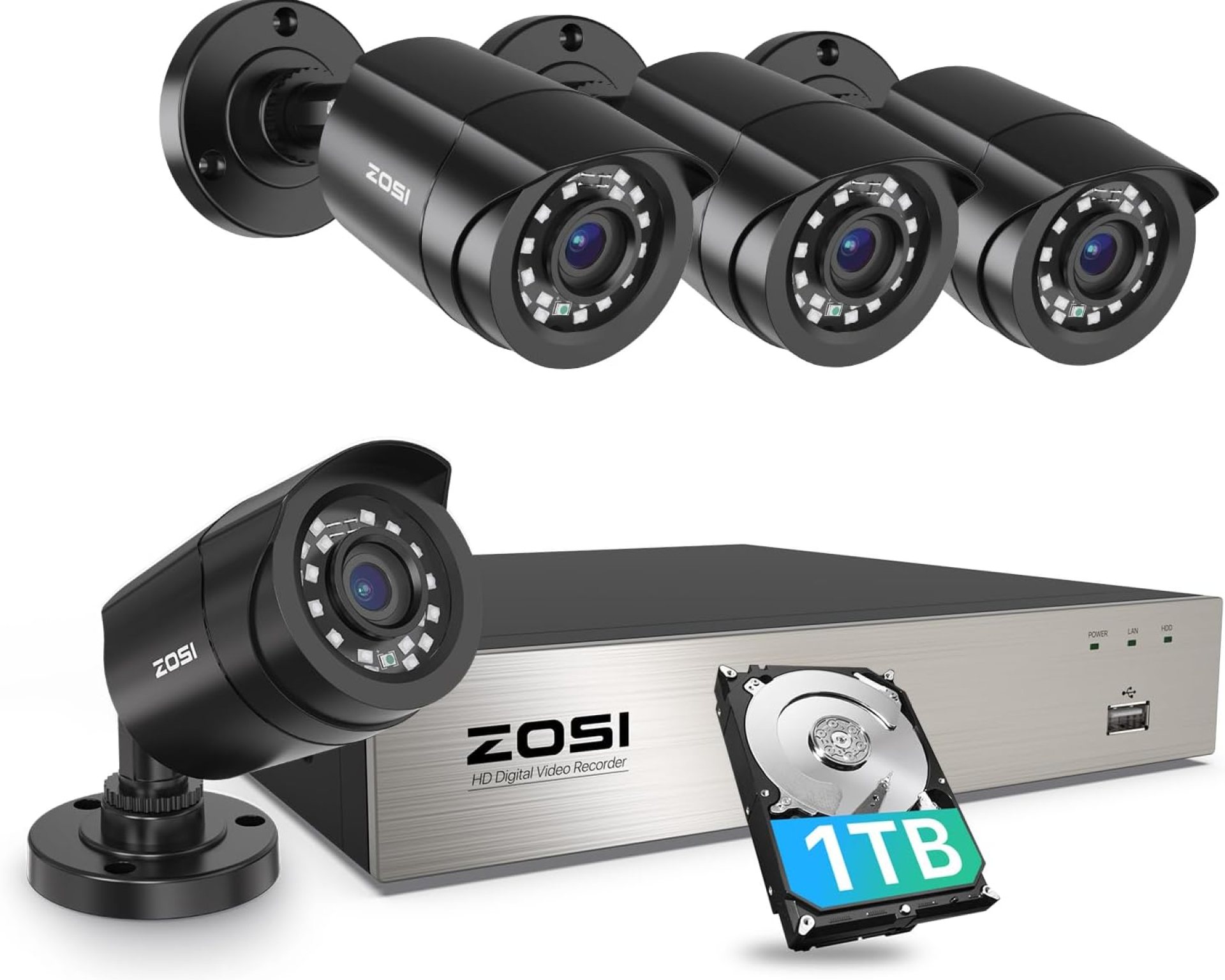 ZOSI 3K Lite Security Camera System with AI Human Vehicle Detection,H.265+ 8CH HD TVI Video DVR Recorder with 4X HD 1920TVL 1080P Indoor Outdoor Weatherproof CCTV Cameras,Remote Access,1TB Hard Drive ZOSI 3K Lite Security Camera System with AI Human Vehicle Detection,H.265+ 8CH HD TVI Video DVR Recorder with 4X HD 1920TVL 1080P Indoor Outdoor Weatherproof CCTV Cameras,Remote Access,1TB Hard Drive