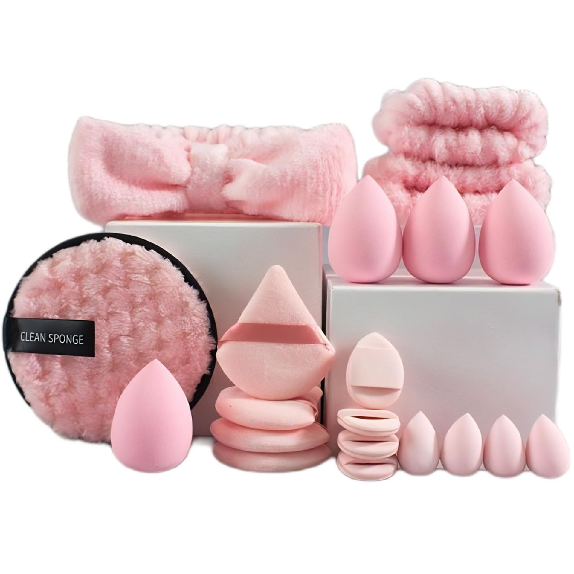 musejoy Spa Washing Face Headband And Wristband Set Makeup Sponge Triangle Powder Puff Paw Beauty Blender Mini Sponges For Foundation Reusable Makeup Remover Pads 20PCS(Pink) musejoy Spa Washing Face Headband And Wristband Set Makeup Sponge Triangle Powder Puff Paw Beauty Blender Mini Sponges For Foundation Reusable Makeup Remover Pads 20PCS(Pink)