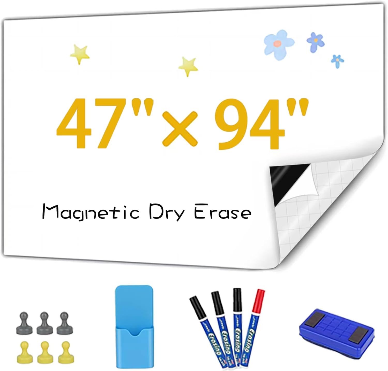 Magnetic Whiteboard Contact Paper, 47″ x 94″ Stick on Magnetic Dry Erase White Board Sticker on Wall, Easy to Write for Kids Drawing, School, Office, Kitchen Fridge Magnetic Whiteboard Contact Paper, 47″ x 94″ Stick on Magnetic Dry Erase White Board Sticker on Wall, Easy to Write for Kids Drawing, School, Office, Kitchen Fridge