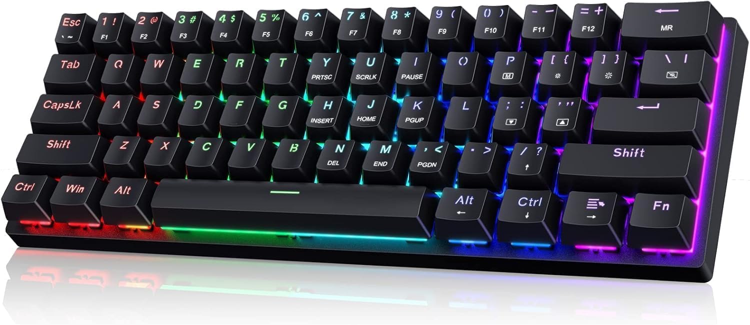 Portable 60% Mechanical Gaming Keyboard, Wired Keyboard with Blue Switches,LED Customization Backlit,61 Keys Ultra-Compact Mini OfficeKeyboard for PC/Mac/Xbox,Easy to Carry On Trip-Black Portable 60% Mechanical Gaming Keyboard, Wired Keyboard with Blue Switches,LED Customization Backlit,61 Keys Ultra-Compact Mini OfficeKeyboard for PC/Mac/Xbox,Easy to Carry On Trip-Black