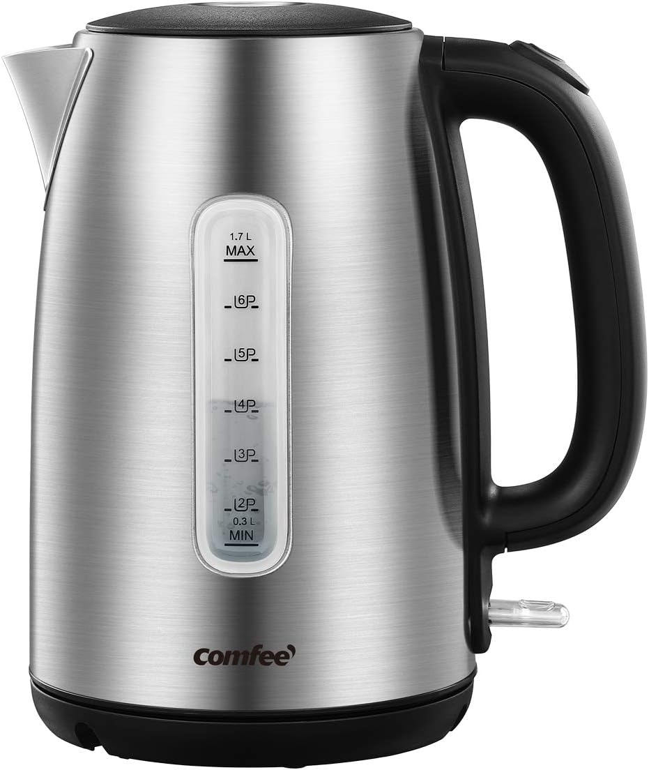 COMFEE’ Stainless Steel Electric Kettle, 1.7 Liter Tea Kettle Electric & Hot Water Kettle, 1500W Fast Boil with LED Light, Auto Shut-Off and Boil-Dry Protection COMFEE’ Stainless Steel Electric Kettle, 1.7 Liter Tea Kettle Electric & Hot Water Kettle, 1500W Fast Boil with LED Light, Auto Shut-Off and Boil-Dry Protection