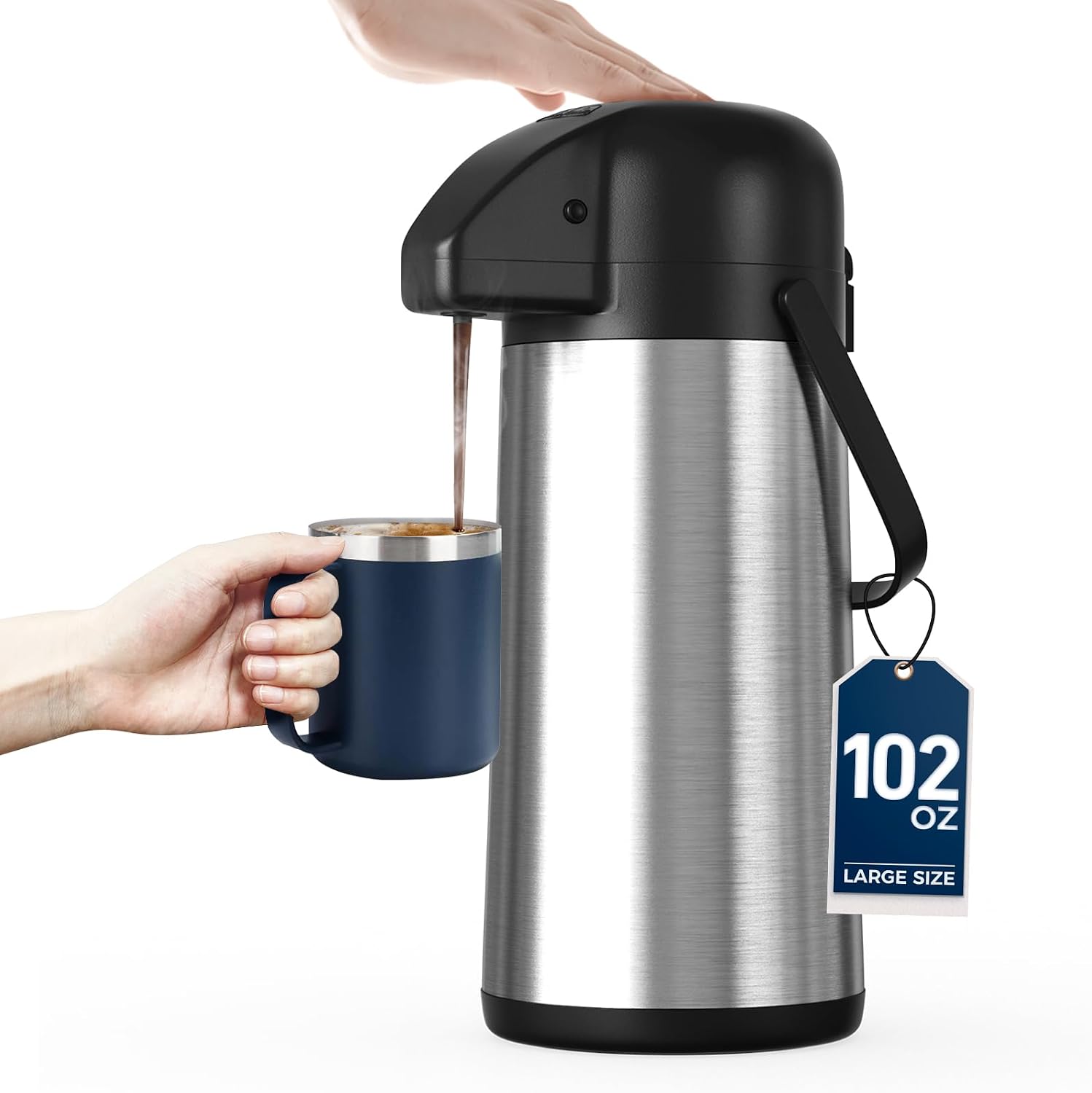 Coffee Carafe for Keeping Hot – 102OZ / 3L Airpot Coffee Dispenser with Pump – Large Coffee Thermos for Hot Drinks Tea Liquid – Insulated Stainless Steel Hot Water Beverage Dispenser Urn for Parties Coffee Carafe for Keeping Hot – 102OZ / 3L Airpot Coffee Dispenser with Pump – Large Coffee Thermos for Hot Drinks Tea Liquid – Insulated Stainless Steel Hot Water Beverage Dispenser Urn for Parties