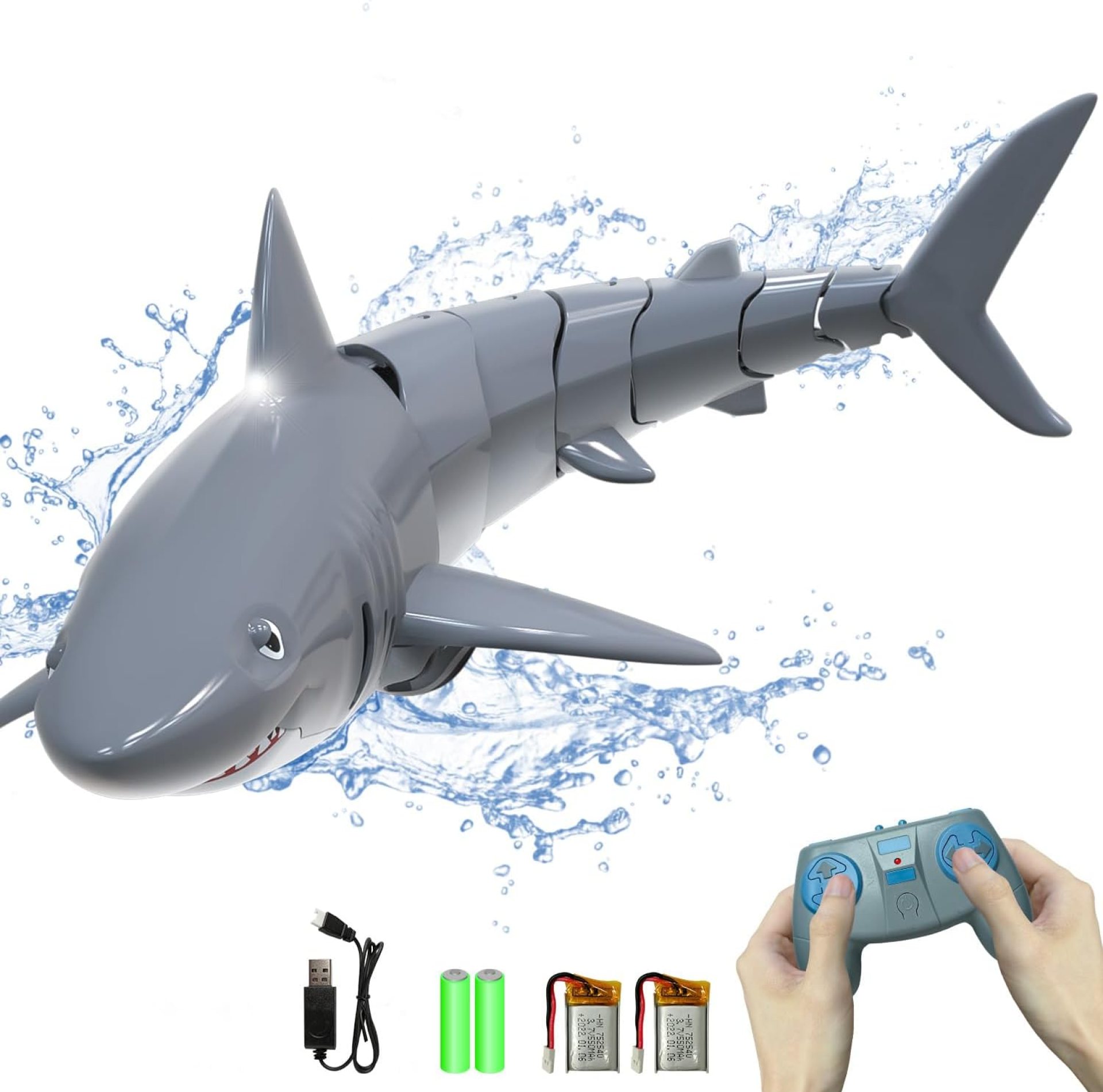 VOLANTEXRC Remote Control Shark Toys for Kids, 1:18 Scale High Simulation RC Shark for Pool, Electric Megalodon Toys with Light&2 Batteries for Boys and Girls Age 6+ (with 2 Batteries) VOLANTEXRC Remote Control Shark Toys for Kids, 1:18 Scale High Simulation RC Shark for Pool, Electric Megalodon Toys with Light&2 Batteries for Boys and Girls Age 6+ (with 2 Batteries)