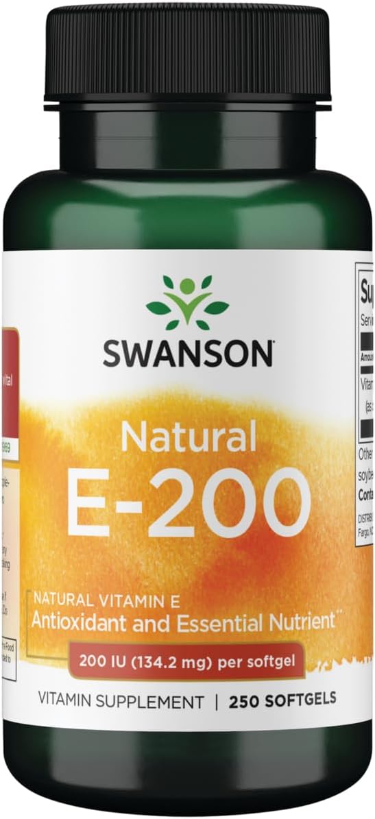 Swanson Natural Vitamin E – Natural Supplement Supporting Heart Health & Tissue Protection – Essential Nutrient Promoting Overall Health & Wellness 200 Iu (134.2 Milligrams) 250 Sgels Swanson Natural Vitamin E – Natural Supplement Supporting Heart Health & Tissue Protection – Essential Nutrient Promoting Overall Health & Wellness 200 Iu (134.2 Milligrams) 250 Sgels
