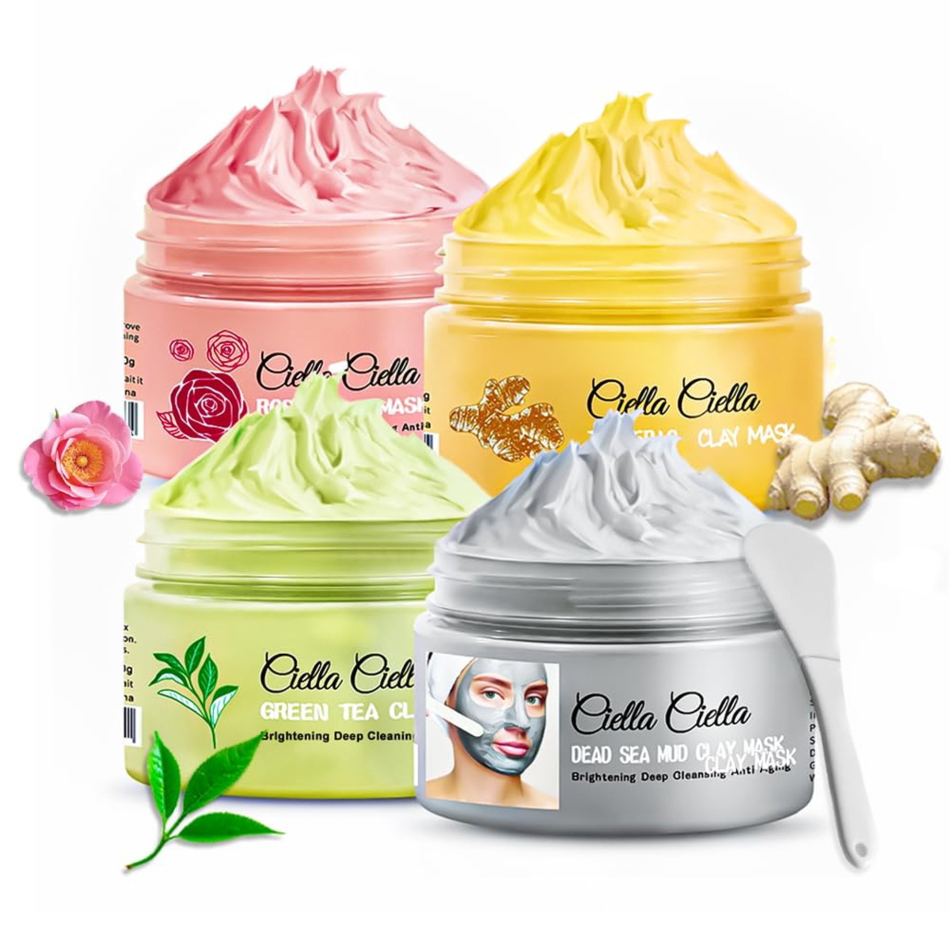 4pcs Clay Mask for Face,Dead Sea Mud Mask,Mud Masks for Face,Pore Cleansing Mask,Facial Masks for Women Skin Care,Green Tea Face Mask,Tumeric Face Mask,Rose Face Mask(16.93oz) 4pcs Clay Mask for Face,Dead Sea Mud Mask,Mud Masks for Face,Pore Cleansing Mask,Facial Masks for Women Skin Care,Green Tea Face Mask,Tumeric Face Mask,Rose Face Mask(16.93oz)