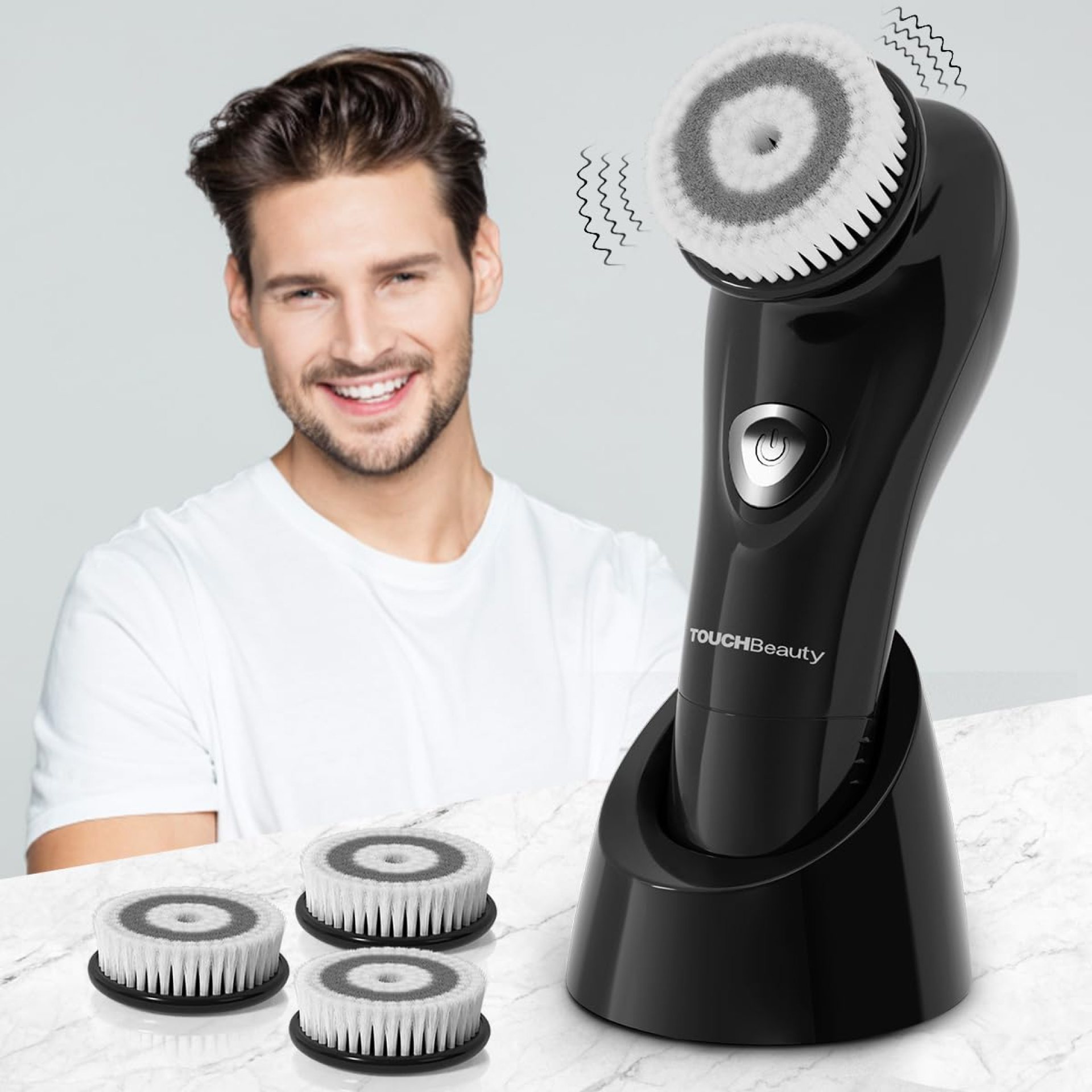 TOUCHBeauty Facial Brush for Men Skin Scrubber with Advanced 6 Degree Oscillating Vibration Cleansing Technology, Waterproof Men’s Facial Exfoliator Massager Black TB-1487 TOUCHBeauty Facial Brush for Men Skin Scrubber with Advanced 6 Degree Oscillating Vibration Cleansing Technology, Waterproof Men’s Facial Exfoliator Massager Black TB-1487