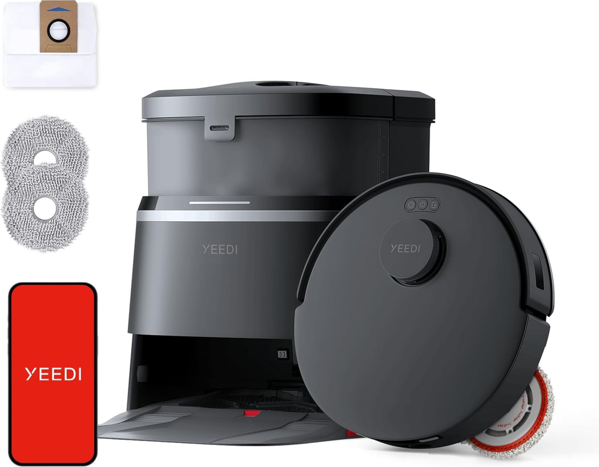 Yeedi M12 PRO+ Robot Vacuum and Mop, 11000Pa Strong Suction, ZeroTangle Technology, TruEdge Deep Mopping, Auto Mop Washing/Drying, Auto-Lift Mopping, Mini Omni Station, Black Yeedi M12 PRO+ Robot Vacuum and Mop, 11000Pa Strong Suction, ZeroTangle Technology, TruEdge Deep Mopping, Auto Mop Washing/Drying, Auto-Lift Mopping, Mini Omni Station, Black