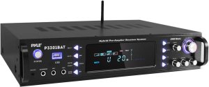 Pyle 3000W Bluetooth 5.0 Home Stereo Amplifier – Hybrid Multi-Channel Audio Receiver w/ AM/FM Radio – MP3/USB – AUX – RCA – 2 Mic Inputs – Speaker Selector – Rack Mount – Remote – P3301BAT