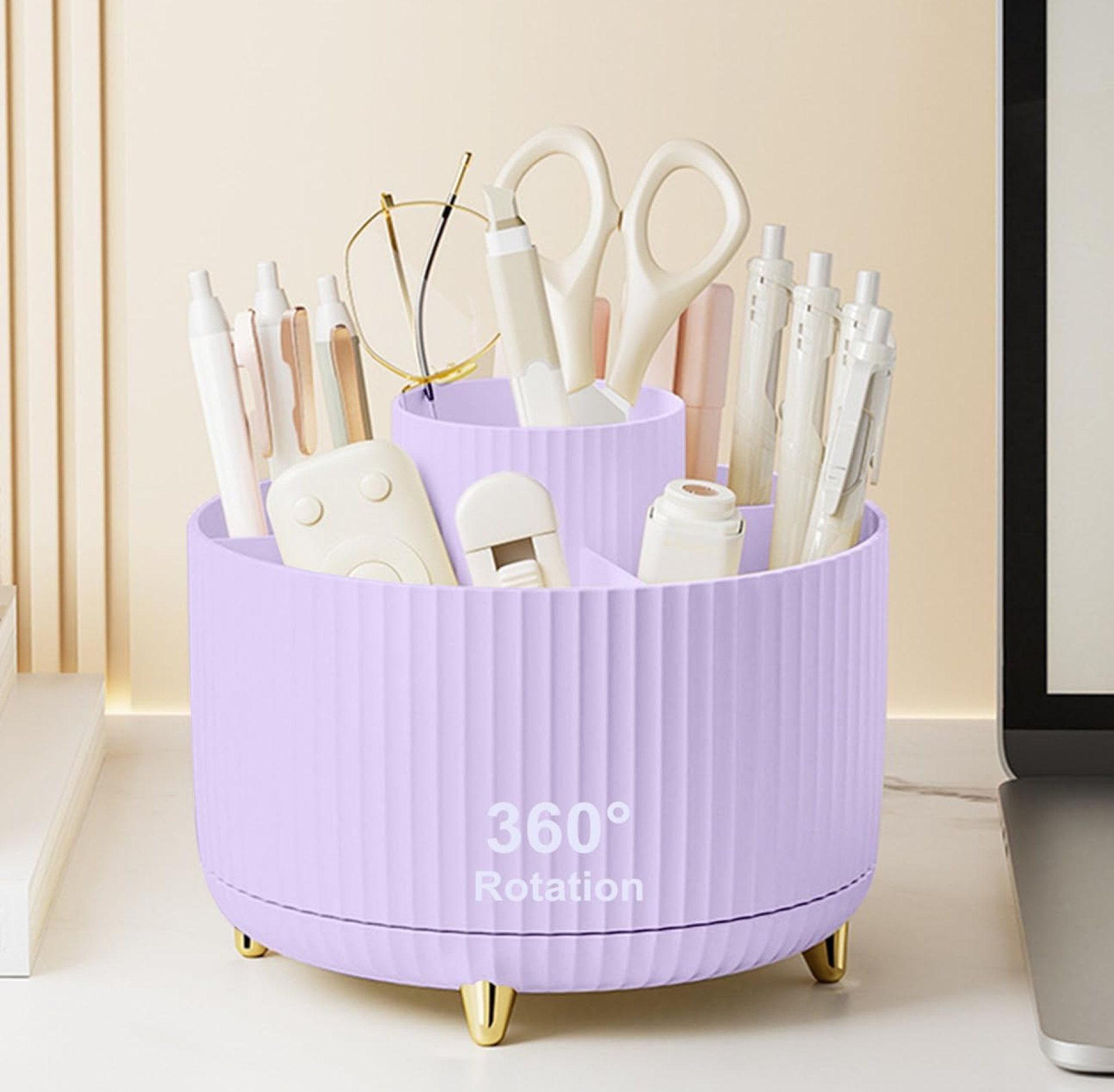 Pencil Pen Holder 5 Slots 360°Degree Rotating Pen Organizers for Desk Desktop Storage Stationery Supplies Cute Pencil Cup Pot Kids Desk Organizer for Office Home School(Purple 2) Pencil Pen Holder 5 Slots 360°Degree Rotating Pen Organizers for Desk Desktop Storage Stationery Supplies Cute Pencil Cup Pot Kids Desk Organizer for Office Home School(Purple 2)
