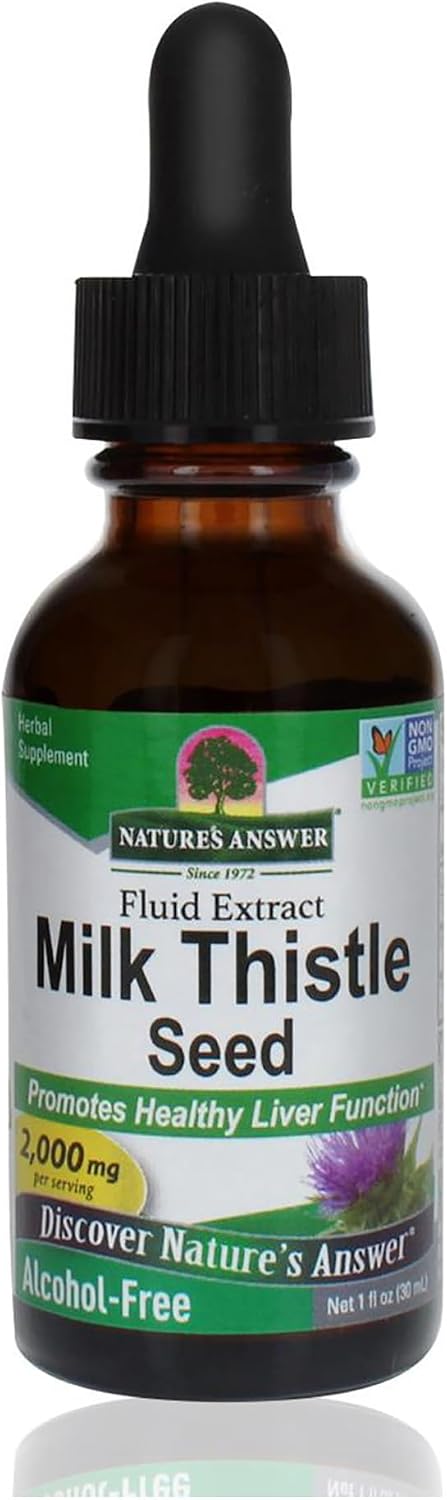 Nature’s Answer Alcohol-Free Milk Thistle 1 Ounce Extract | Supports Hepatic System | Vegan | Non-GMO | Gluten Free | Kosher Nature’s Answer Alcohol-Free Milk Thistle 1 Ounce Extract | Supports Hepatic System | Vegan | Non-GMO | Gluten Free | Kosher