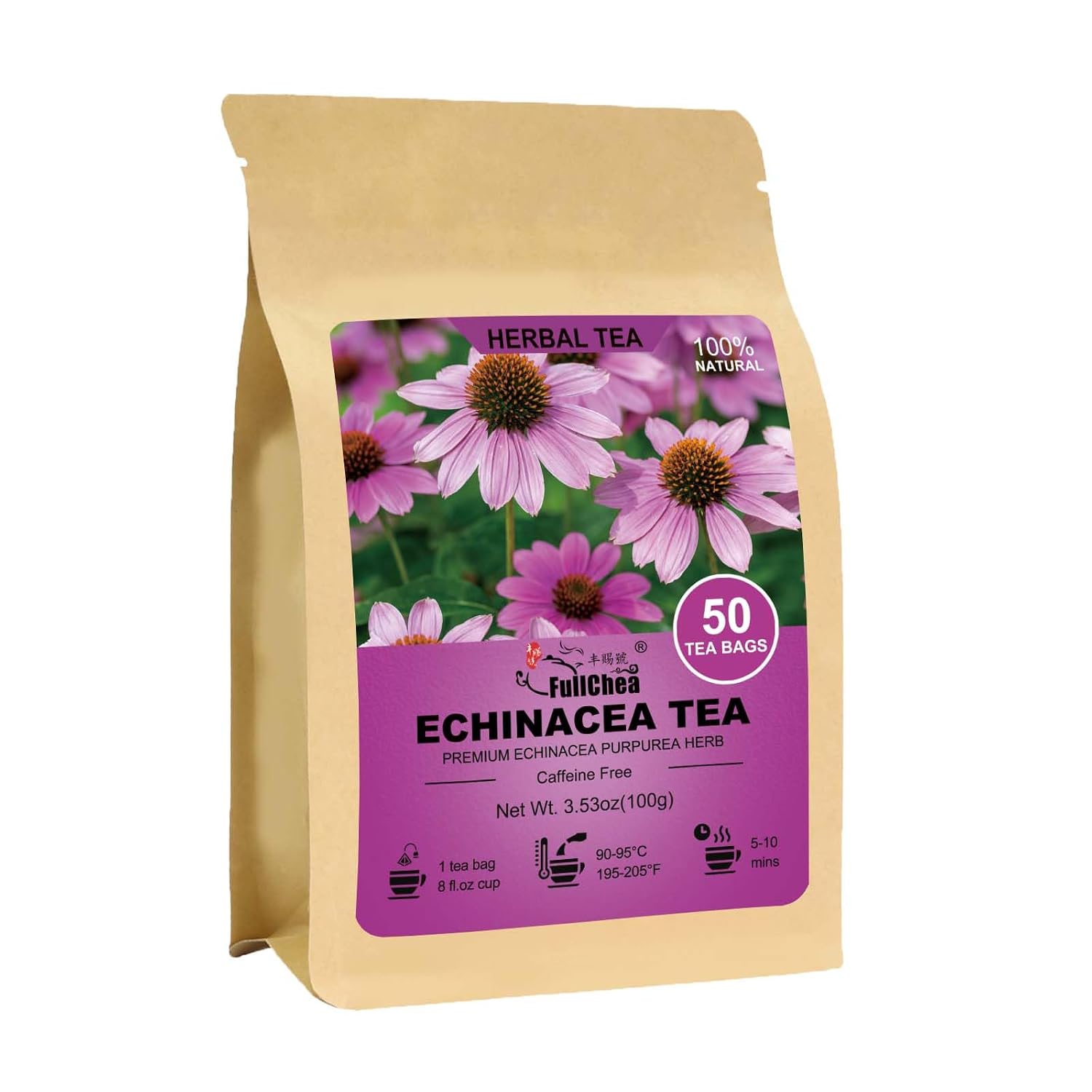 FullChea – Echinacea Tea Bags, 50 Count, 2g/bag – Premium Echinacea Purpurea Herb – Non-GMO – Caffeine-free – Aid Digestion & Boost Immunity FullChea – Echinacea Tea Bags, 50 Count, 2g/bag – Premium Echinacea Purpurea Herb – Non-GMO – Caffeine-free – Aid Digestion & Boost Immunity