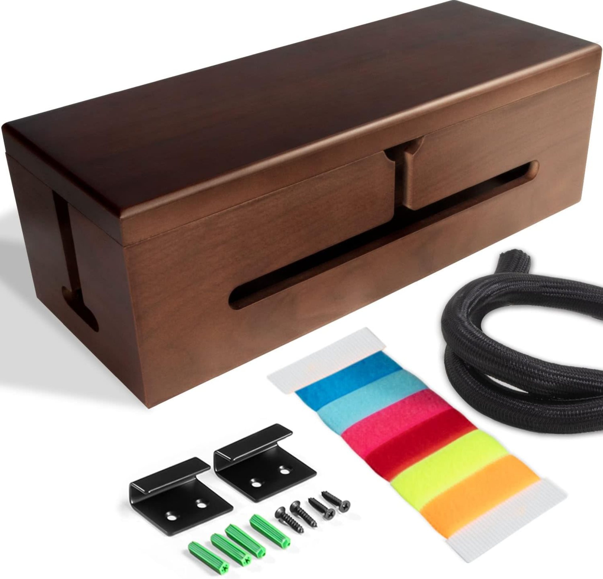 Large Cable Management Box-Stylish Wire Organizer, Wire Concealer and Wire Management Box-Wire Management Box with Protective Sleeve (Brown) Large Cable Management Box-Stylish Wire Organizer, Wire Concealer and Wire Management Box-Wire Management Box with Protective Sleeve (Brown)