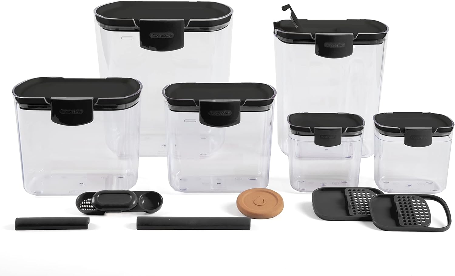Progressive ProKeeper Baker’s Airtight Kitchen Storage Canister Container Set for Flour, Sugar & More, Keeps Ingredients Fresh, with Accessories (Black, 6- Piece) Progressive ProKeeper Baker’s Airtight Kitchen Storage Canister Container Set for Flour, Sugar & More, Keeps Ingredients Fresh, with Accessories (Black, 6- Piece)