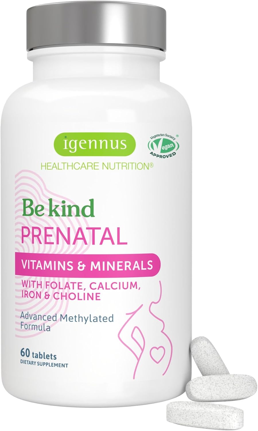 Igennus Methylated Prenatal Multivitamin for Women, Folate for MTHFR, High Absorption, Clean Label, Gentle Iron, Choline, Calcium & Magnesium, Vegan Pregnancy Vitamins, Halal, Non-GMO, 60 Tablet Igennus Methylated Prenatal Multivitamin for Women, Folate for MTHFR, High Absorption, Clean Label, Gentle Iron, Choline, Calcium & Magnesium, Vegan Pregnancy Vitamins, Halal, Non-GMO, 60 Tablet