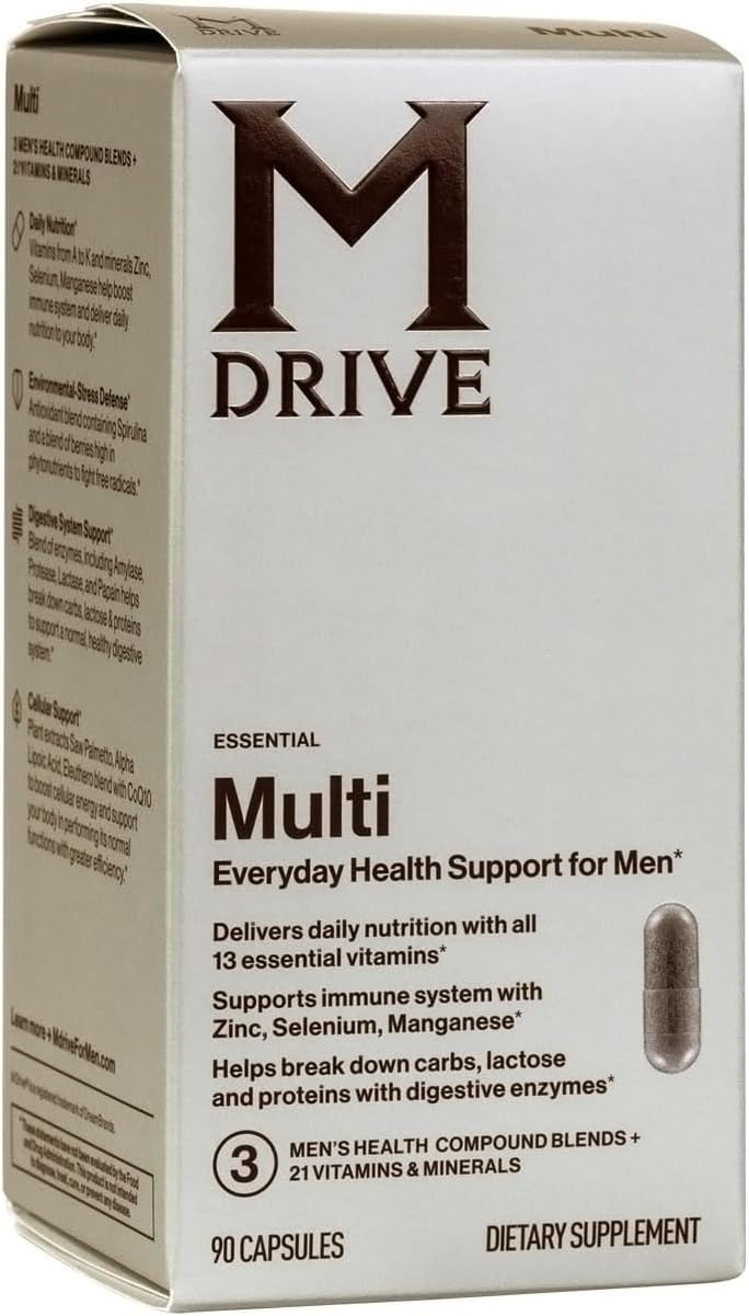 Mdrive Multivitamin for Men, Daily Multivitamin – Immune Health Support from Zinc, Selenium, Manganese & Vitamin D, Enzymes for Digestive Support, CoQ10 for Energy and Vitamin K2, 90 Capsules Mdrive Multivitamin for Men, Daily Multivitamin – Immune Health Support from Zinc, Selenium, Manganese & Vitamin D, Enzymes for Digestive Support, CoQ10 for Energy and Vitamin K2, 90 Capsules
