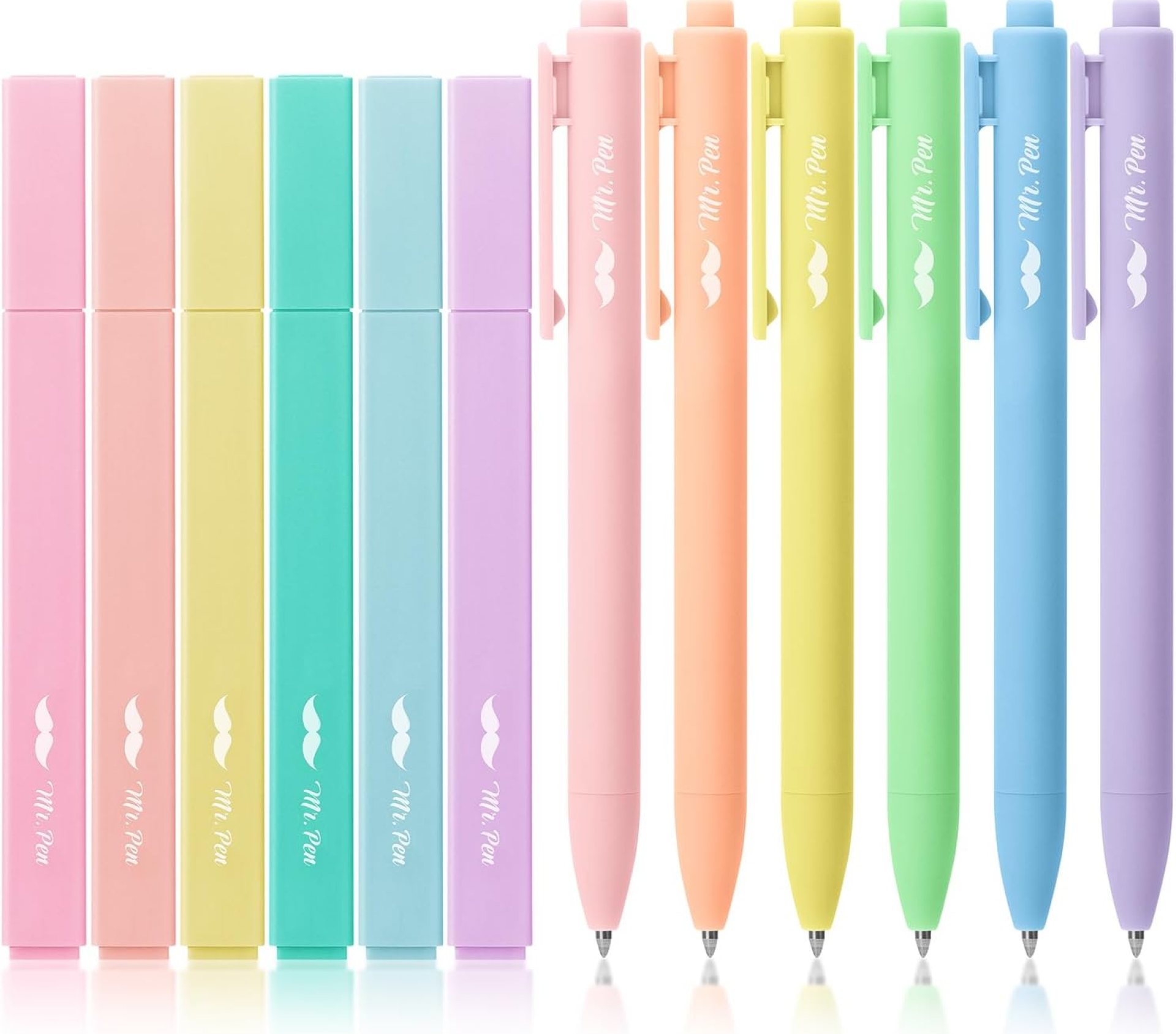 Mr. Pen Aesthetic Highlighters & Gel Pens, 12 Pack, Pastel Color Bible Highlighters, No Bleed, Fine Point 0.7mm Mr. Pen Aesthetic Highlighters & Gel Pens, 12 Pack, Pastel Color Bible Highlighters, No Bleed, Fine Point 0.7mm