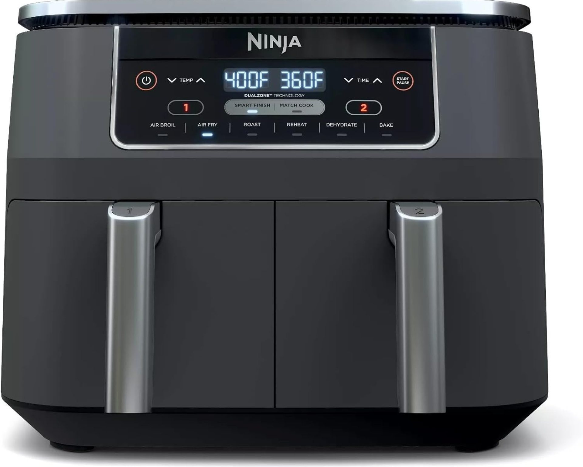 Ninja DZ201 Foodi 6-in-1 2-Basket Air Fryer with DualZone Technology, 8-Quart Capacity, and a Dark Grey Stainless Finish (Dark Grey Stainless) (Renewed) Ninja DZ201 Foodi 6-in-1 2-Basket Air Fryer with DualZone Technology, 8-Quart Capacity, and a Dark Grey Stainless Finish (Dark Grey Stainless) (Renewed)