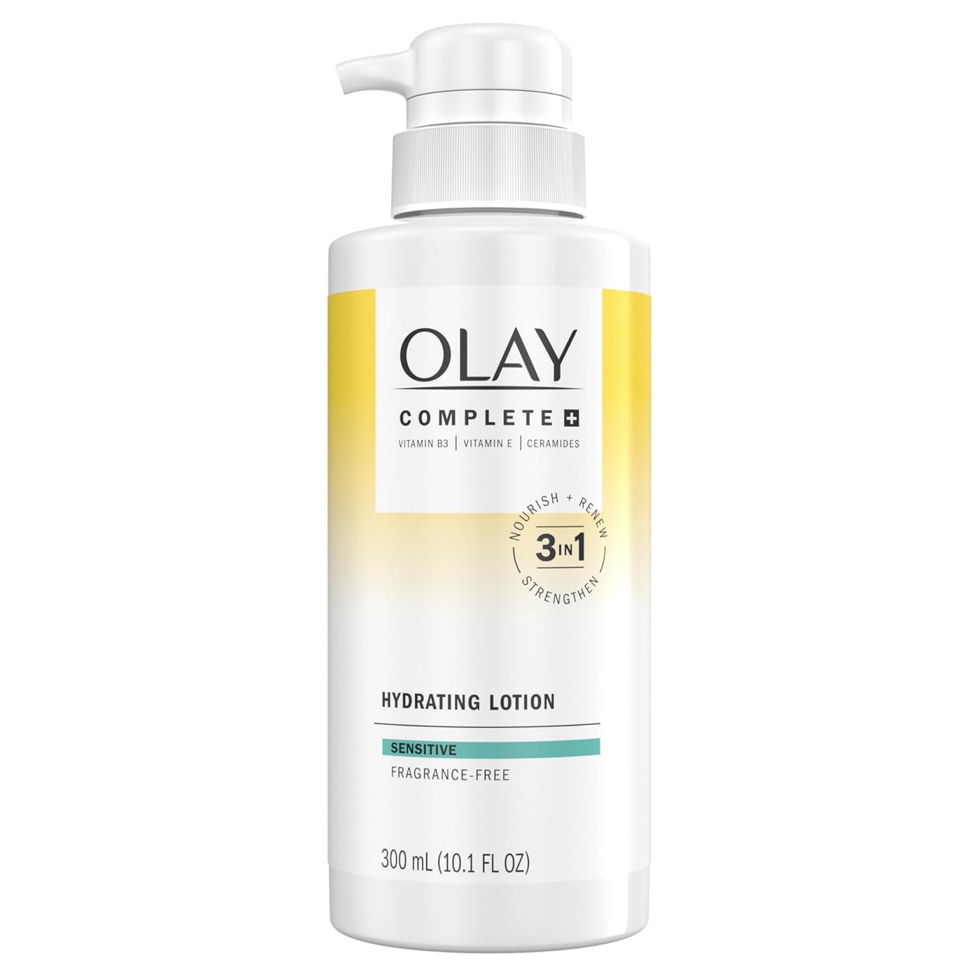 Olay Complete+ Hydrating Lotion Fragrance-Free, 10.1 FL OZ, 3-in-1 Nourishing Face Moisturizer for All Skin Types with Vitamin B3, Vitamin E, and Ceramides Olay Complete+ Hydrating Lotion Fragrance-Free, 10.1 FL OZ, 3-in-1 Nourishing Face Moisturizer for All Skin Types with Vitamin B3, Vitamin E, and Ceramides