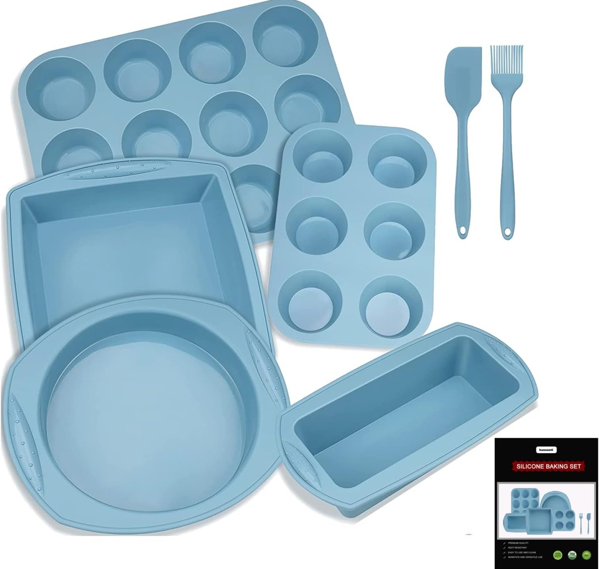 7in1 Silicone Bakeware Baking Set, Kitchen Bake Pans Molds Tray for Oven with BPA Free Round/Square Cake Pan, Loaf Pan, Muffin Pan for Bread Pizza Cheesecake Cupcake Pie Desserts 7in1 Silicone Bakeware Baking Set, Kitchen Bake Pans Molds Tray for Oven with BPA Free Round/Square Cake Pan, Loaf Pan, Muffin Pan for Bread Pizza Cheesecake Cupcake Pie Desserts