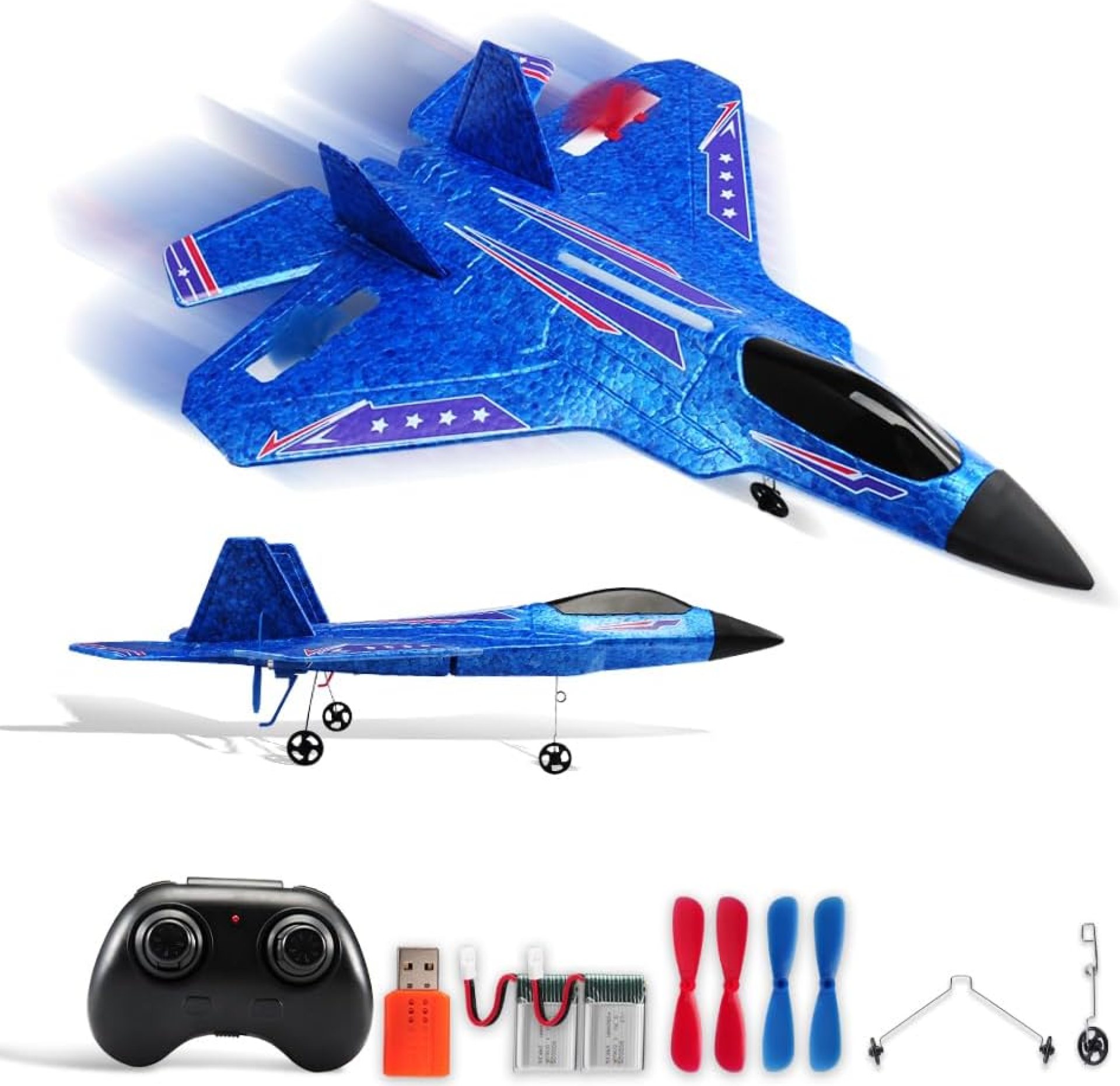Blue RC Plane for Kids Upgrade F-22 Raptor Fighter RC Airplane Remote Control Airplane Toys 2.4 GHZ Smart 6-axis Gyro Stabilizer RTF RC Jet Aircraft Easy to Fly Outdoor Toy RC Glider for Beginners Blue RC Plane for Kids Upgrade F-22 Raptor Fighter RC Airplane Remote Control Airplane Toys 2.4 GHZ Smart 6-axis Gyro Stabilizer RTF RC Jet Aircraft Easy to Fly Outdoor Toy RC Glider for Beginners