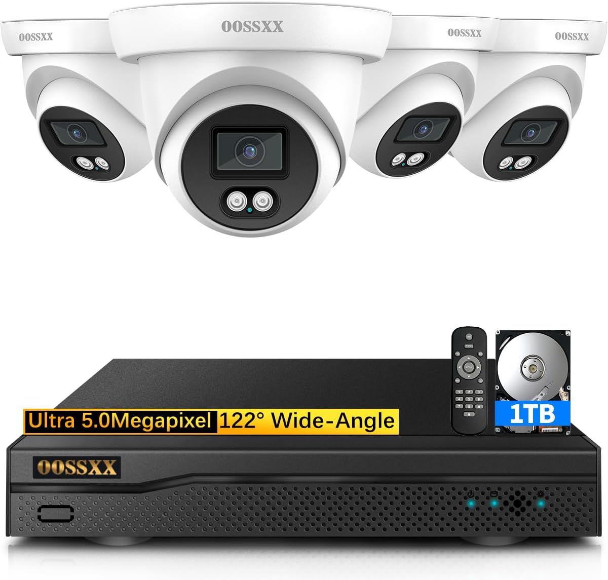OOSSXX (5.0MP Definition Full HD) Outdoor Wired Security Camera System AHD Dome Home Video Surveillance Cameras CCTV Camera Security System DVR Kit OOSSXX (5.0MP Definition Full HD) Outdoor Wired Security Camera System AHD Dome Home Video Surveillance Cameras CCTV Camera Security System DVR Kit
