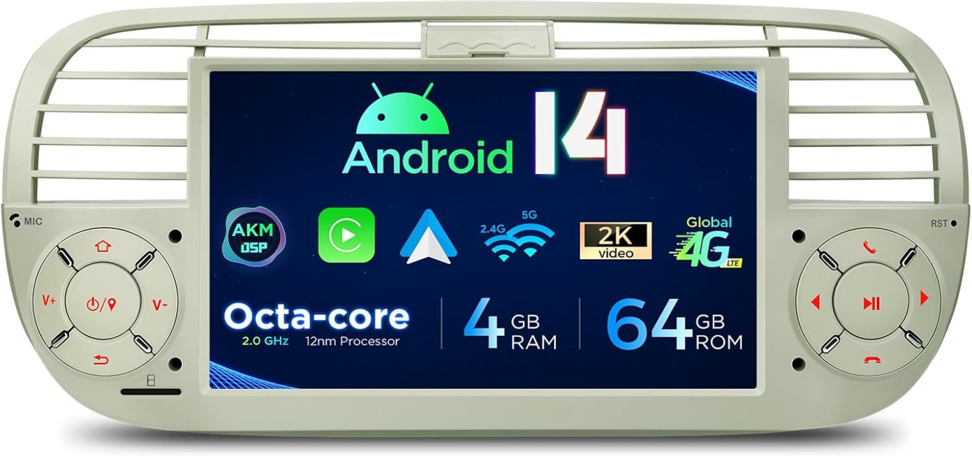 XTRONS for Fiat 500 (2007-2015) Touch Screen Radio, 7 Inch Android 13 Car Stereo for Fiat 500 Replacement Bluetooth Head Unit Built-in DSP Car Play Android Auto 4+64GB (Cream) XTRONS for Fiat 500 (2007-2015) Touch Screen Radio, 7 Inch Android 13 Car Stereo for Fiat 500 Replacement Bluetooth Head Unit Built-in DSP Car Play Android Auto 4+64GB (Cream)
