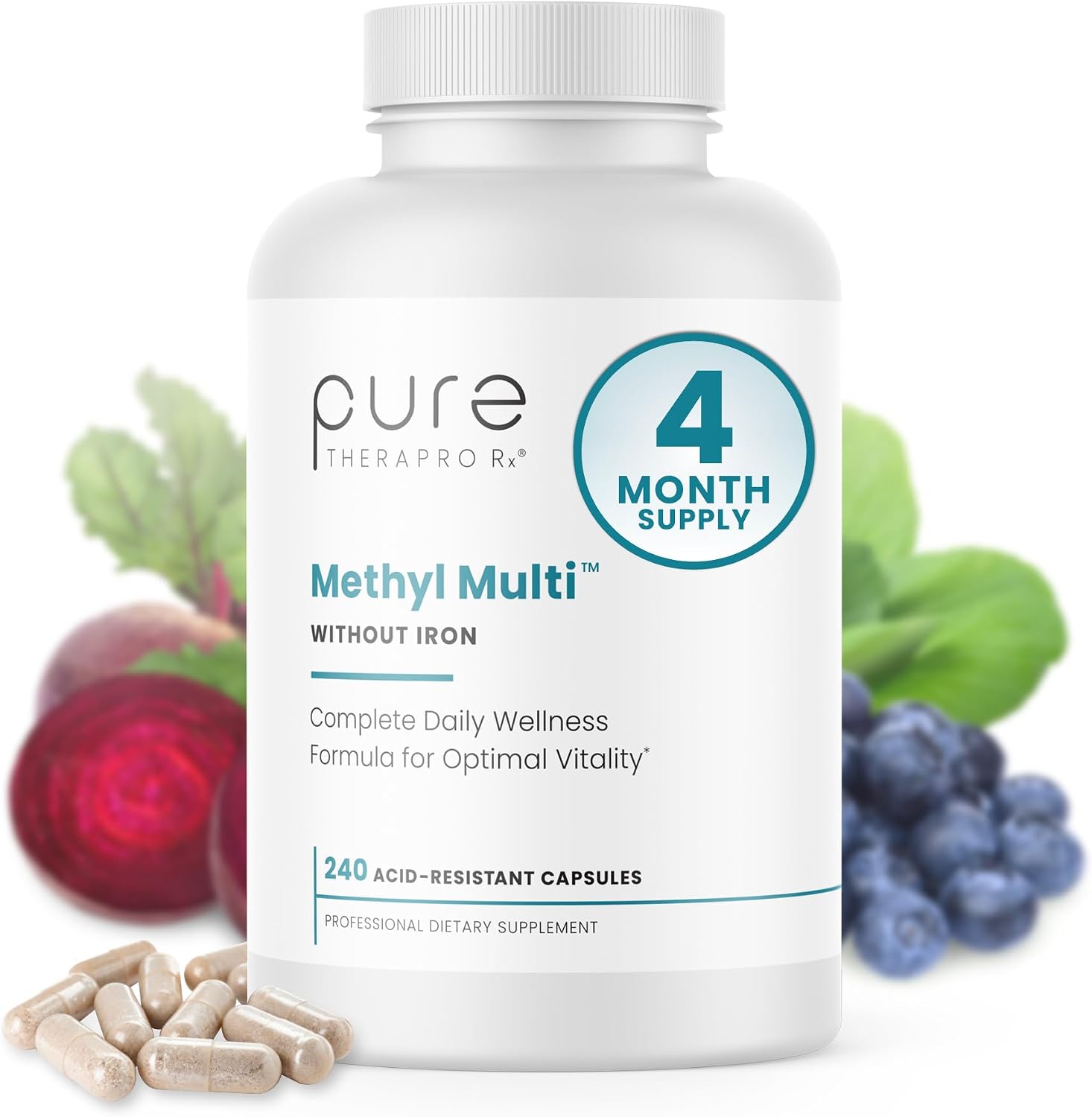 Methyl Multi Without Iron Methylated Multivitamin for Men & Women, 120-Day Supply | Methyl B12 & Methylfolate (5-MTHF) for MTHFR Support | Pharma Grade Multivitamin & Multimineral For Health, 240 Caps Methyl Multi Without Iron Methylated Multivitamin for Men & Women, 120-Day Supply | Methyl B12 & Methylfolate (5-MTHF) for MTHFR Support | Pharma Grade Multivitamin & Multimineral For Health, 240 Caps