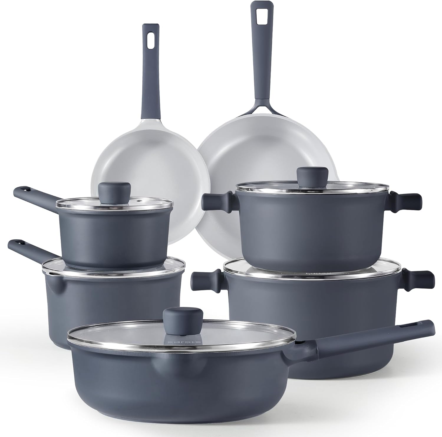 CAROTE Ceramic Cookware Set 12 Piece, Healthy & PFOA/PFAS Free, Nonstick Pots and Pans Set, Induction-Compatible, Navy Blue CAROTE Ceramic Cookware Set 12 Piece, Healthy & PFOA/PFAS Free, Nonstick Pots and Pans Set, Induction-Compatible, Navy Blue