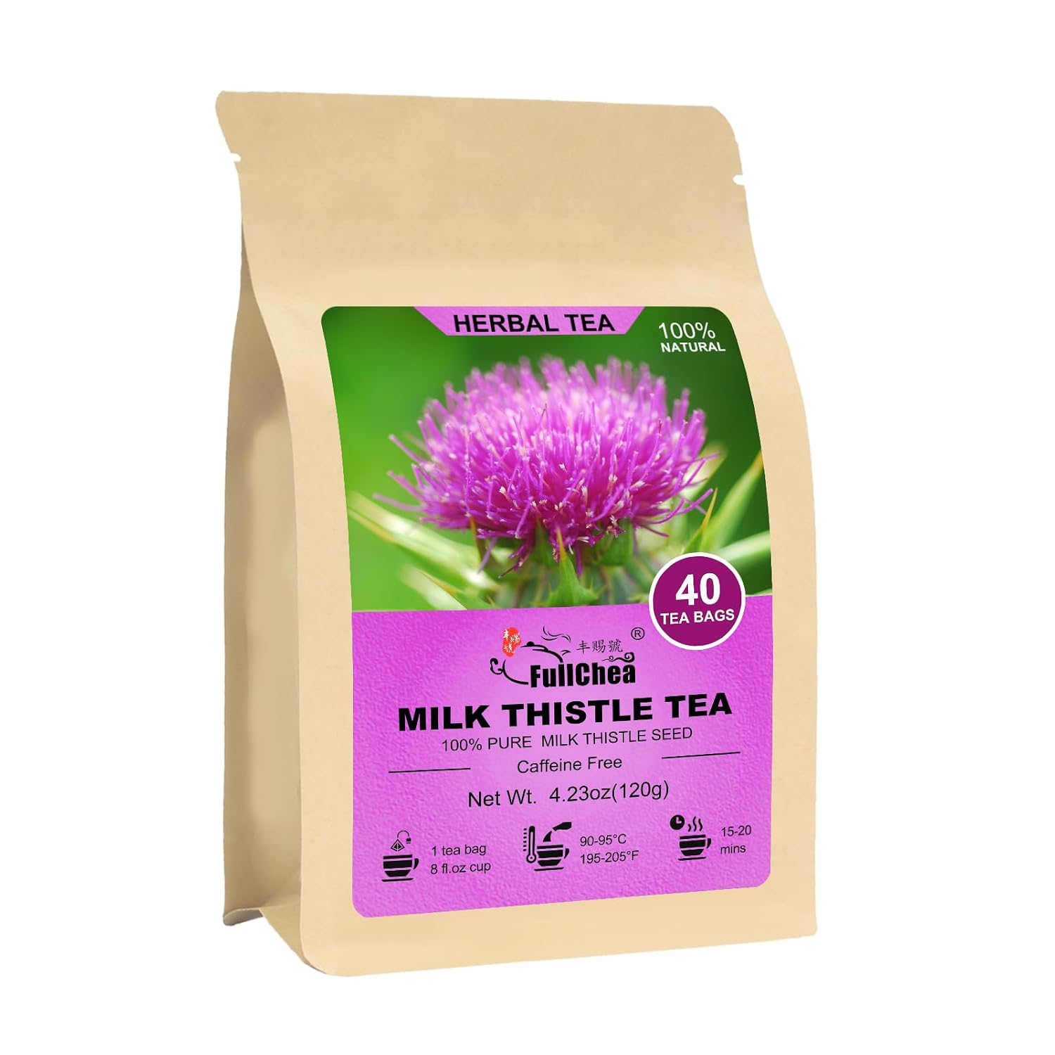 FullChea – Milk Thistle Tea Bags, 40 Teabags, 3g/Bag – Natural Milk Thistle Seed FullChea – Milk Thistle Tea Bags, 40 Teabags, 3g/Bag – Natural Milk Thistle Seed