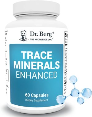 Dr. Berg Trace Minerals Enhanced Complex – Complete with 70+ Minerals Including 10 mg of Zinc – Dietary Supplement – 60 Capsules