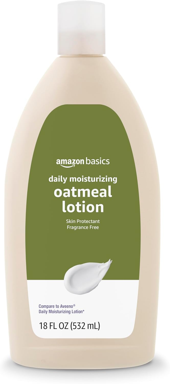 Amazon Basics Daily Oatmeal Body Lotion and Skin Protectant Moisturizer, Fragrance Free, 18 Fl Oz (Pack of 1) (Previously Solimo) Amazon Basics Daily Oatmeal Body Lotion and Skin Protectant Moisturizer, Fragrance Free, 18 Fl Oz (Pack of 1) (Previously Solimo)