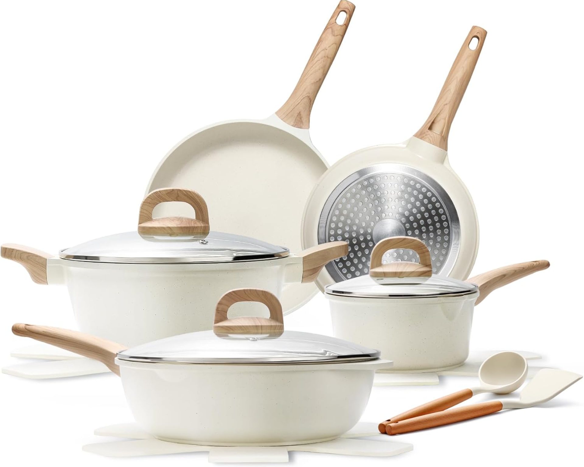 14 Pcs Pots and Pans Set, Nonstick Cookware Sets, Granite Induction Cookware Non Stick Cooking Set with Frying Pans, Saucepans, Saute Pan, Extra Large Casserole, PFAS PTFE PFOA PFOS Free 14 Pcs Pots and Pans Set, Nonstick Cookware Sets, Granite Induction Cookware Non Stick Cooking Set with Frying Pans, Saucepans, Saute Pan, Extra Large Casserole, PFAS PTFE PFOA PFOS Free