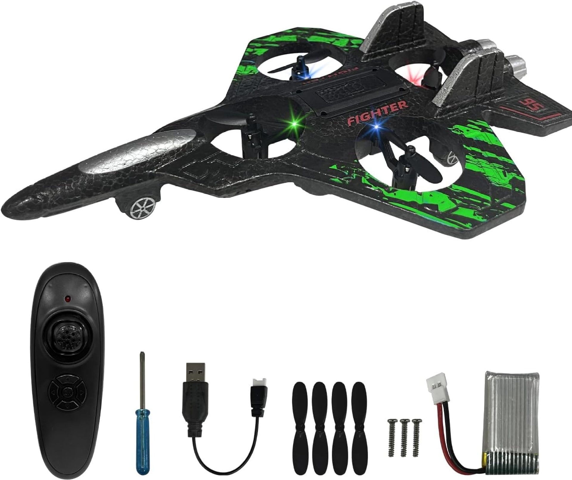 RC Airplane for Kids and Beginners, 2.4GHz Drone Remote Control Airplane Outdoor Flying Toy, 360° Drop-Resistant Stunt Spin Remote Fighter Jet with Lights(Green) RC Airplane for Kids and Beginners, 2.4GHz Drone Remote Control Airplane Outdoor Flying Toy, 360° Drop-Resistant Stunt Spin Remote Fighter Jet with Lights(Green)