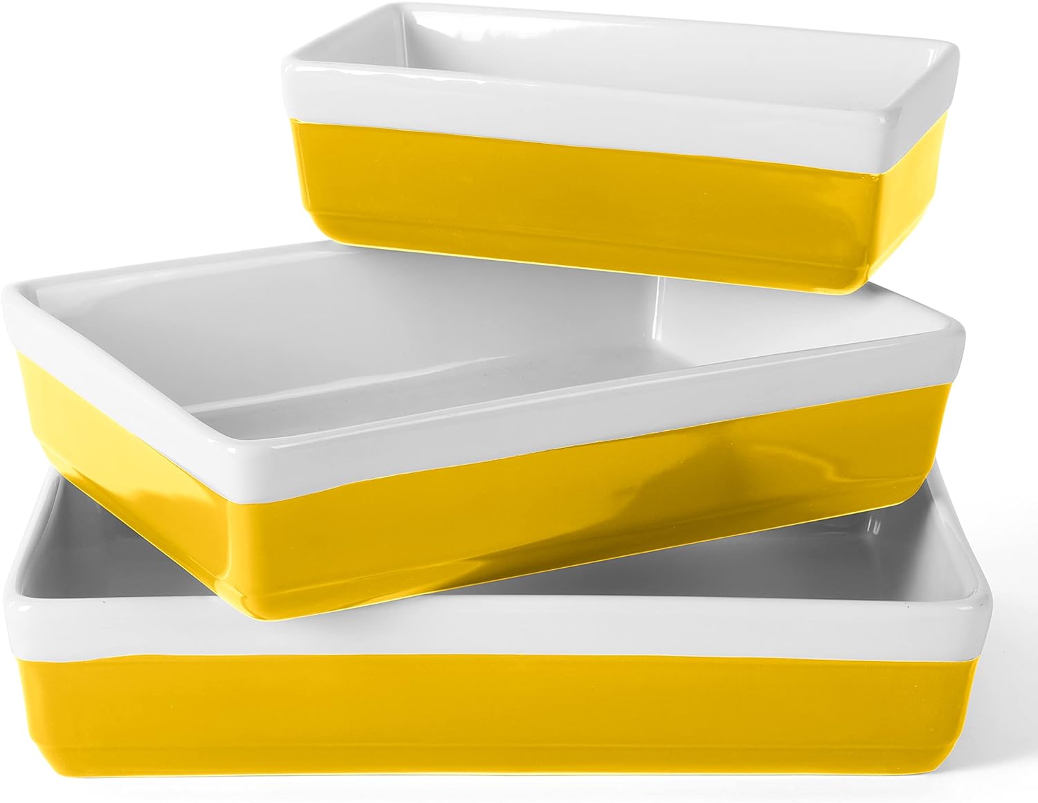 MARTHA STEWART 3 Piece Oven to Table Stoneware Bakeware, Baking Dish & Casserole Set – Yellow MARTHA STEWART 3 Piece Oven to Table Stoneware Bakeware, Baking Dish & Casserole Set – Yellow