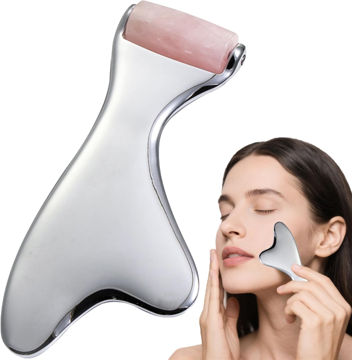 Gua Sha and Jade Roller Facial Tools, 3 in 1 Ice Face Roller and Gua Sha Stone for Skin Care Routin and Self Care Gift for Women Gua Sha and Jade Roller Facial Tools, 3 in 1 Ice Face Roller and Gua Sha Stone for Skin Care Routin and Self Care Gift for Women