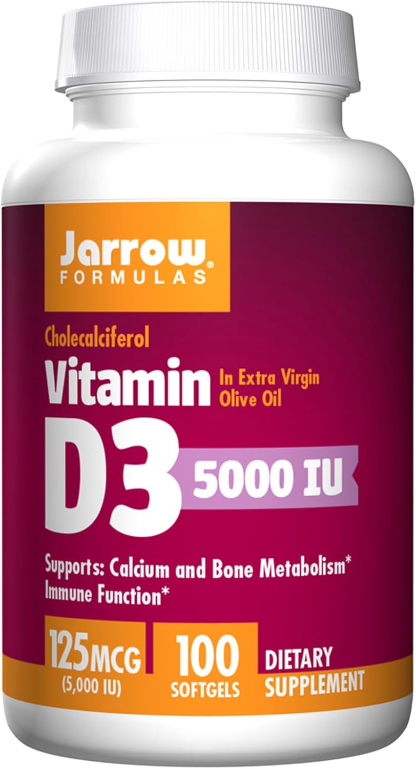 Jarrow Formulas Vitamin D3 5000 IU, 100 Softgels, Pack of 2 Jarrow Formulas Vitamin D3 5000 IU, 100 Softgels, Pack of 2