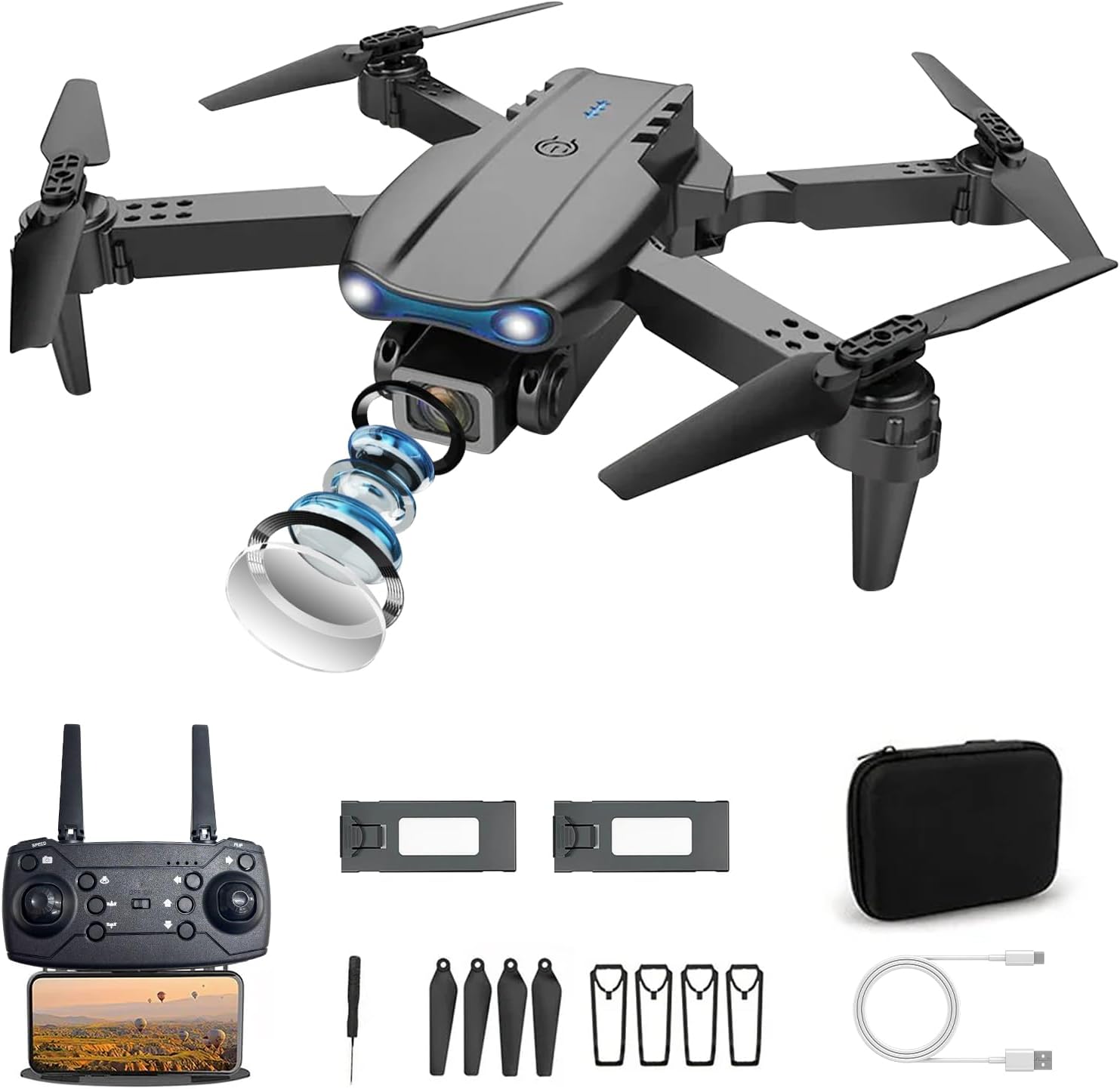 Foldable Drone for Beginners with 1080P Dual Cameras, One-Key Takeoff/Landing, Headless Mode, Altitude Hold, Gesture Control, Real-Time Transmission, LED Lights, Portable Design (2 Batteries) Foldable Drone for Beginners with 1080P Dual Cameras, One-Key Takeoff/Landing, Headless Mode, Altitude Hold, Gesture Control, Real-Time Transmission, LED Lights, Portable Design (2 Batteries)