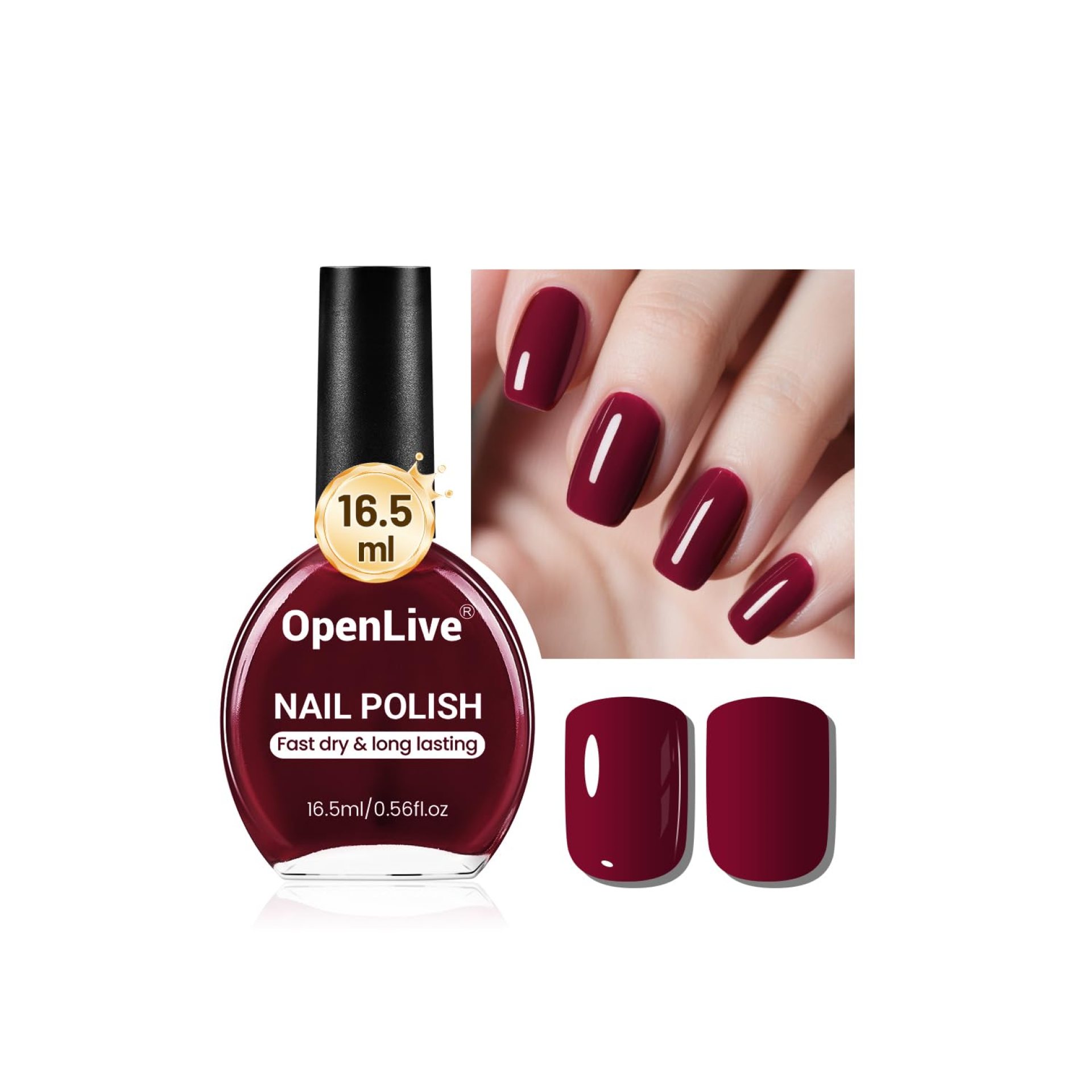 16.5ml Dark Red Nail Polish Large Volume Quick Dry Nail Polish, Long Lasting Shine, Fingernail Toenail Nail Art DIY Home Travel Nail Art Gift 16.5ml Dark Red Nail Polish Large Volume Quick Dry Nail Polish, Long Lasting Shine, Fingernail Toenail Nail Art DIY Home Travel Nail Art Gift