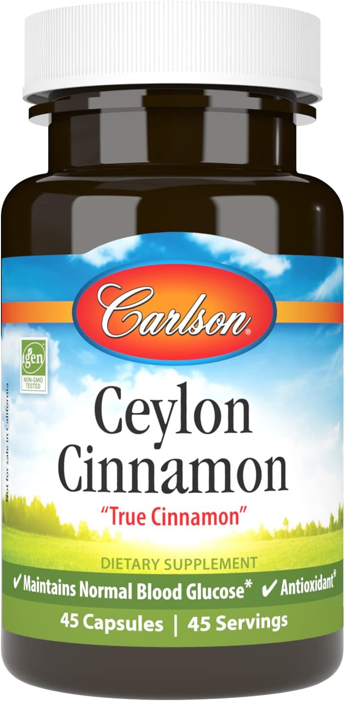 Carlson – Ceylon Cinnamon, Cinnamon Supplements, 500 mg, Cinnamon Extract Pills, Ceylon Cinnamon Capsules, 45 Capsules Carlson – Ceylon Cinnamon, Cinnamon Supplements, 500 mg, Cinnamon Extract Pills, Ceylon Cinnamon Capsules, 45 Capsules