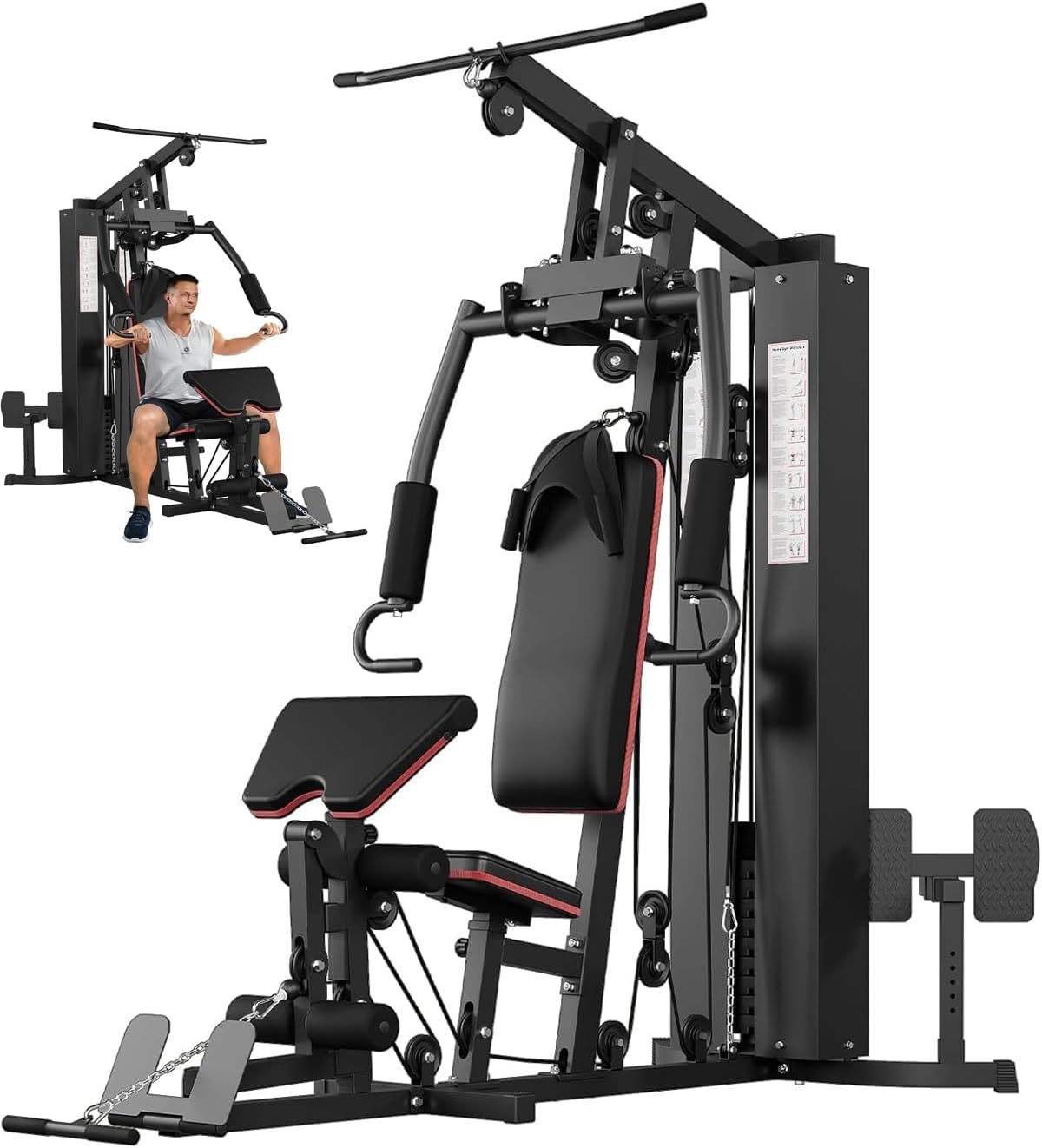 Multifunctional Home Gym Equipment – Full Body Workout Machine with 150LB Weight Stack, High/Low Pulley System, Leg Press & Butterfly Arms | Complete Strength Training Station for Home Use Multifunctional Home Gym Equipment – Full Body Workout Machine with 150LB Weight Stack, High/Low Pulley System, Leg Press & Butterfly Arms | Complete Strength Training Station for Home Use