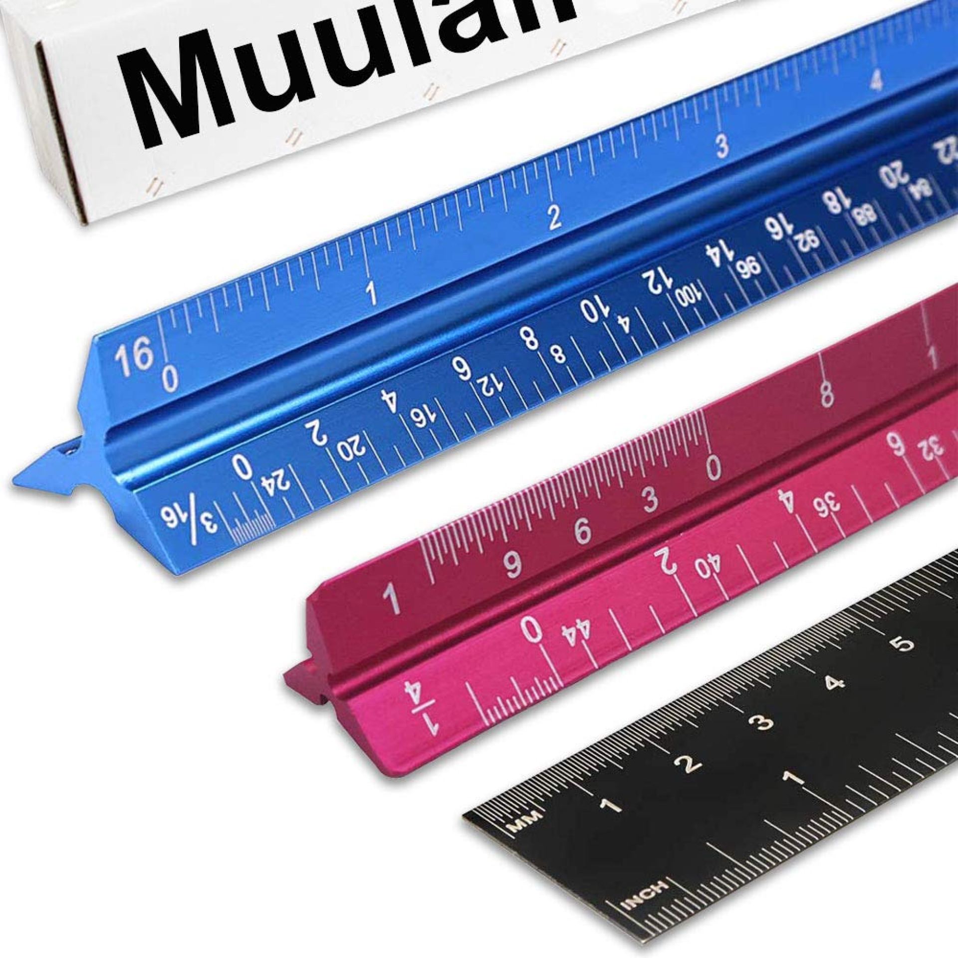 Set of 3 Aluminum Engineering Scale Metal Ruler Set, Architectural Scale Rulers 12 Inch and 6 Inch Triangle Ruler and 12 Inch Straight Edge Ruler Drafting Tools for Architects, Draftsman Set of 3 Aluminum Engineering Scale Metal Ruler Set, Architectural Scale Rulers 12 Inch and 6 Inch Triangle Ruler and 12 Inch Straight Edge Ruler Drafting Tools for Architects, Draftsman