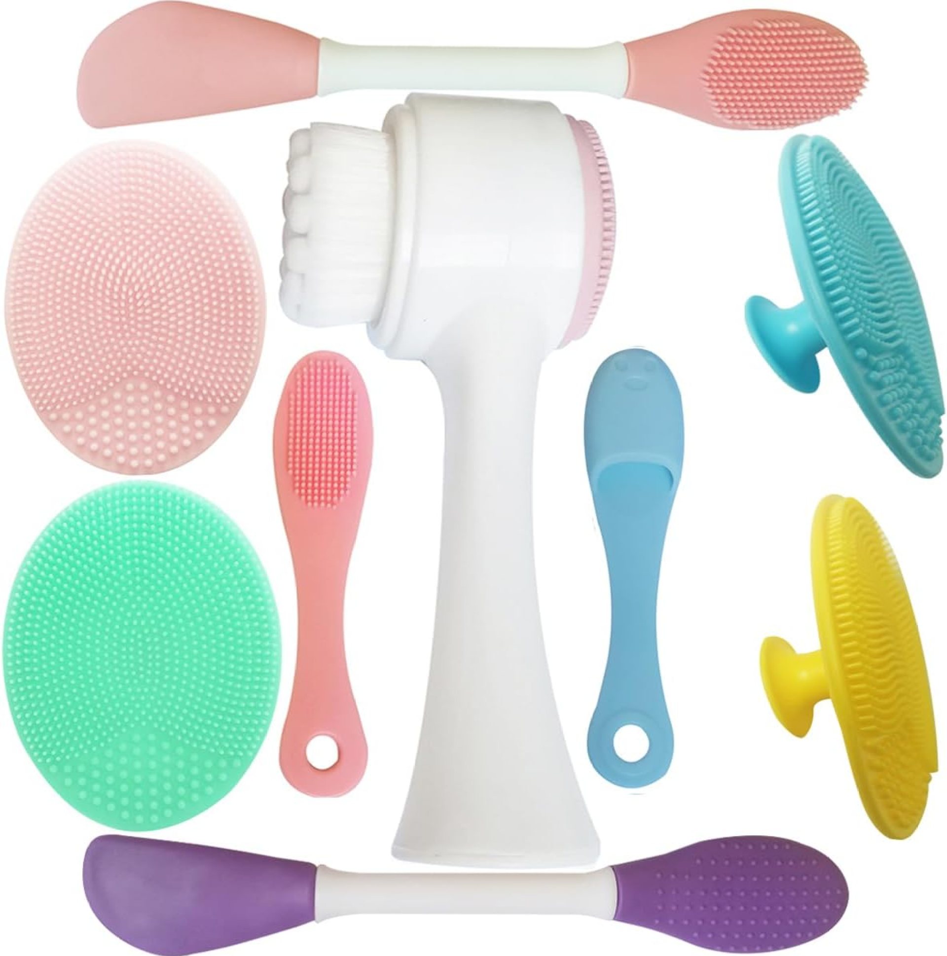 9-in-1 Face Scrubber Face Cleaning Brushes Super Soft Silicone Cleanser Brush and Facial Cleansing Massager Brush Face Cleansing Brush Set 9-in-1 Face Scrubber Face Cleaning Brushes Super Soft Silicone Cleanser Brush and Facial Cleansing Massager Brush Face Cleansing Brush Set
