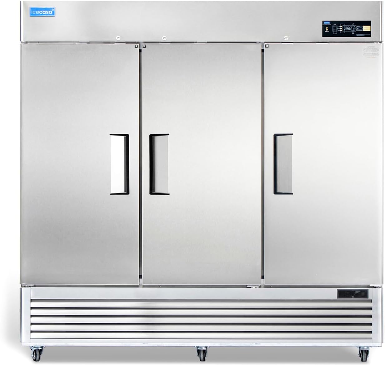 82″ W Commercial Refrigerator Reach-in 72 Cu.ft 3 Solid Door Stainless Steel Commercial Refrigerator Fan Cooling for Restuarant, Bar, Shop, etc 82″ W Commercial Refrigerator Reach-in 72 Cu.ft 3 Solid Door Stainless Steel Commercial Refrigerator Fan Cooling for Restuarant, Bar, Shop, etc
