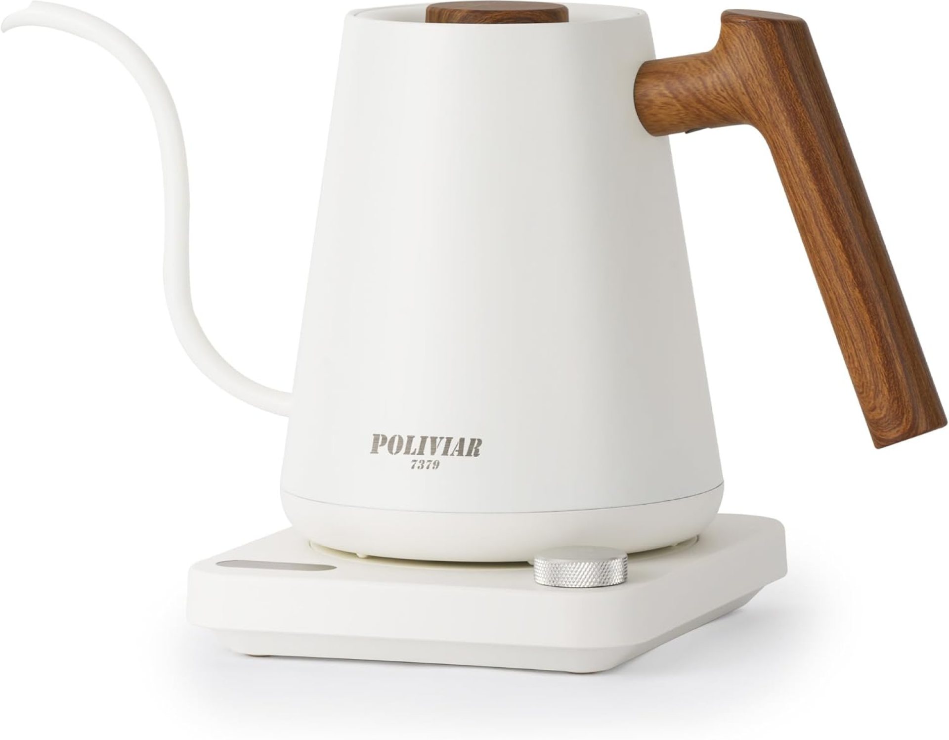 POLIVIAR Electric Gooseneck Kettle, 1350W Electric Tea Kettle Wood Pattern Handle, 34oz Pour Over Electric Kettle for Coffee & Tea, 18/8 Stainless Steel Inner, Temperature Control & Rapid Heating POLIVIAR Electric Gooseneck Kettle, 1350W Electric Tea Kettle Wood Pattern Handle, 34oz Pour Over Electric Kettle for Coffee & Tea, 18/8 Stainless Steel Inner, Temperature Control & Rapid Heating